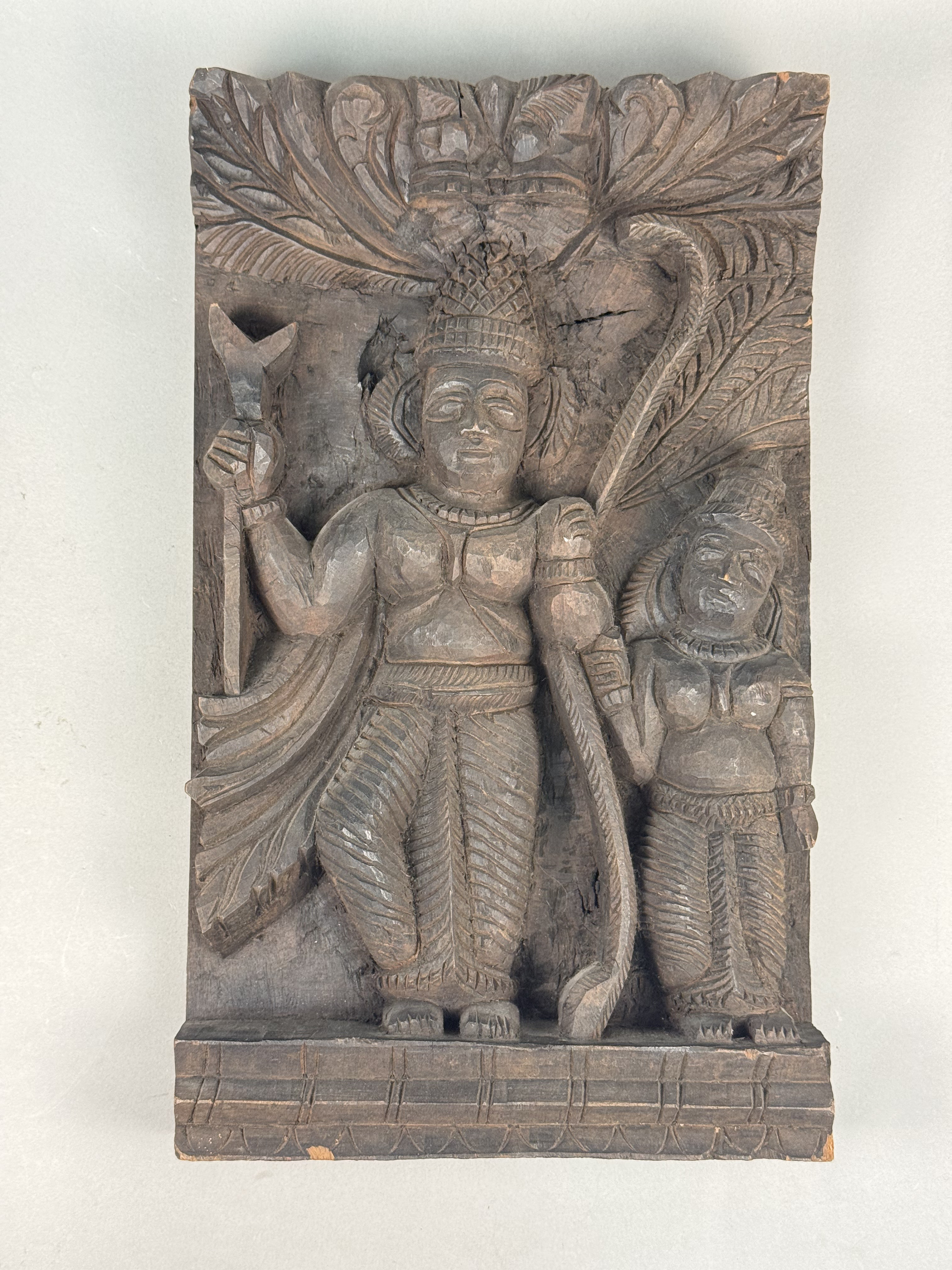 Indian Carved Hardwood Relief Panel