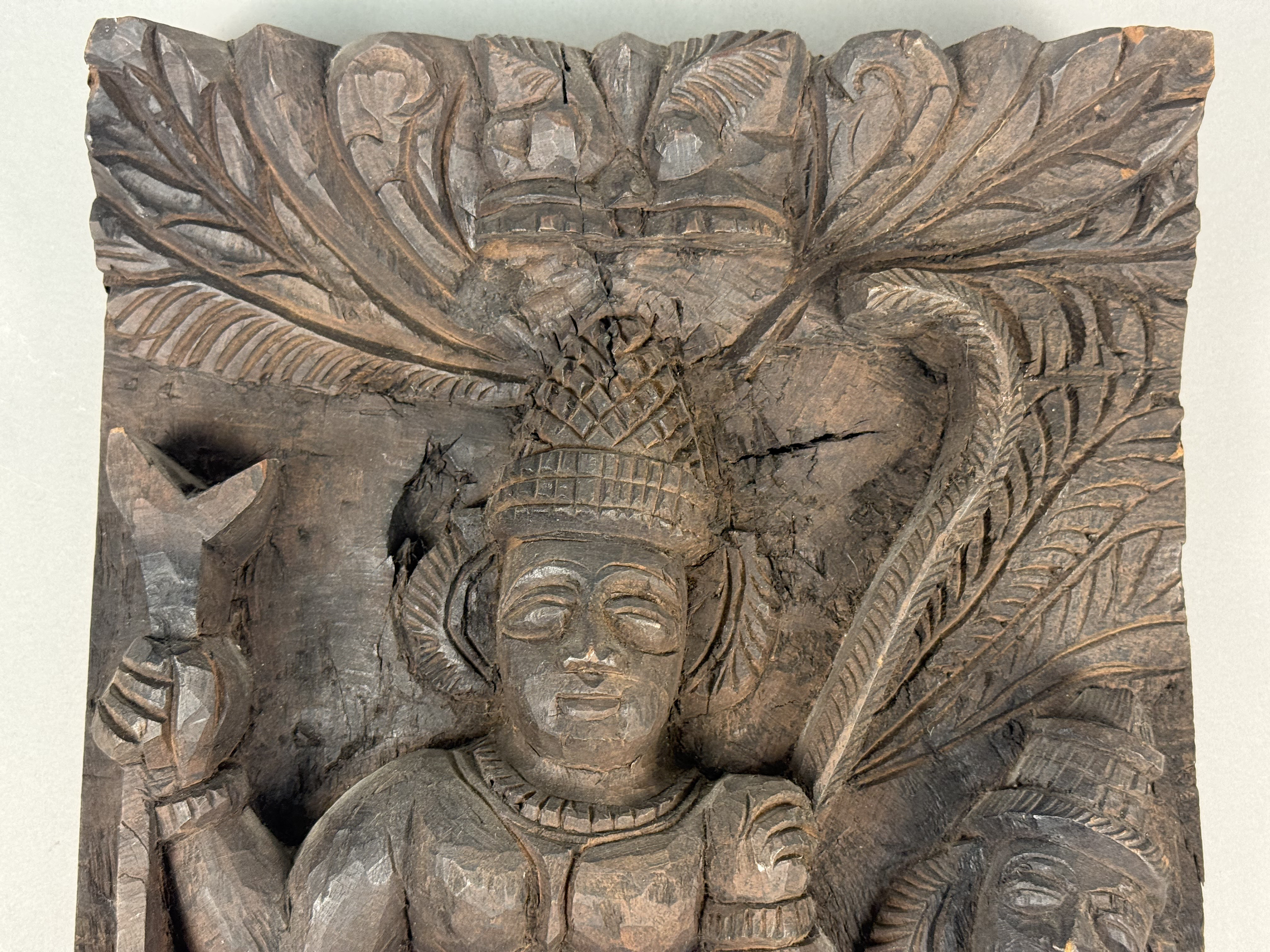 Indian Carved Hardwood Relief Panel