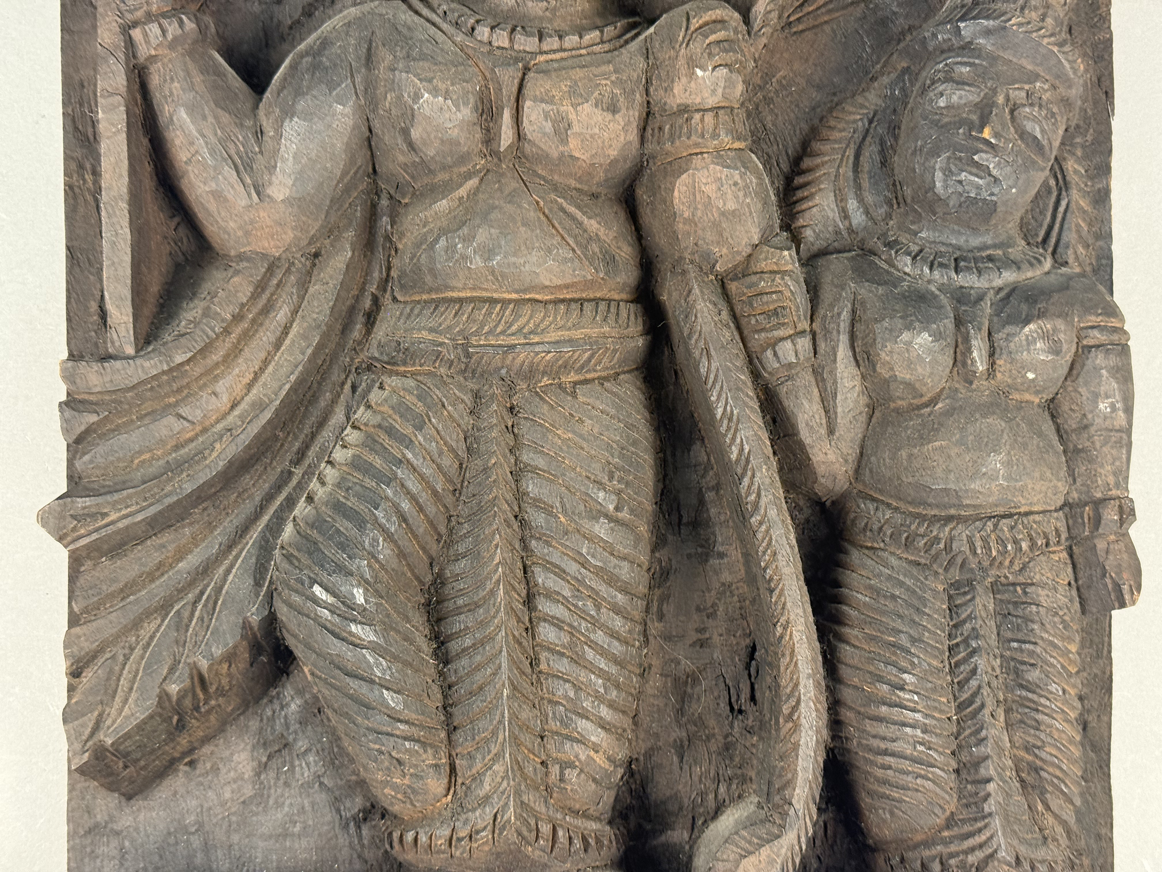 Indian Carved Hardwood Relief Panel