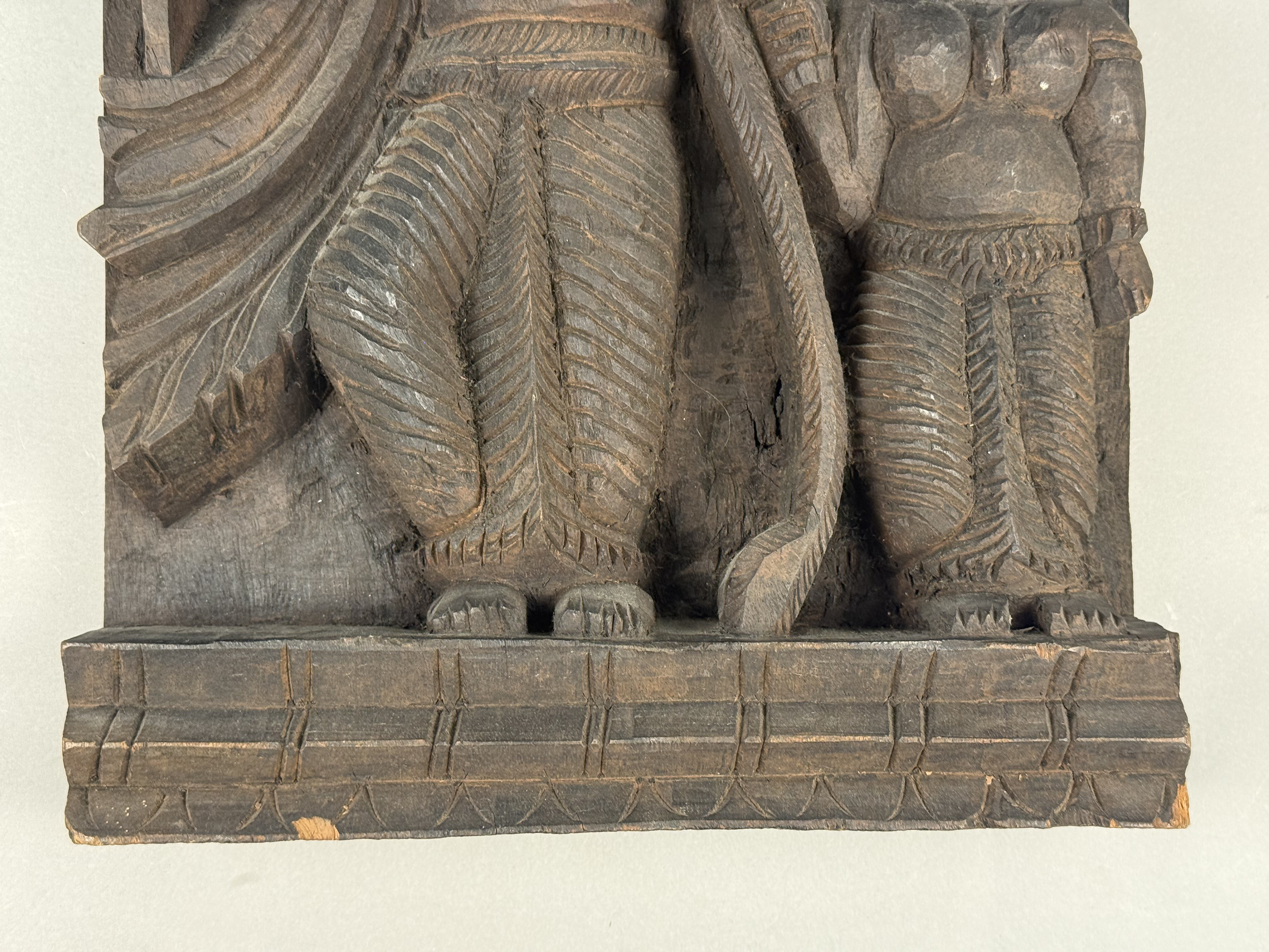 Indian Carved Hardwood Relief Panel