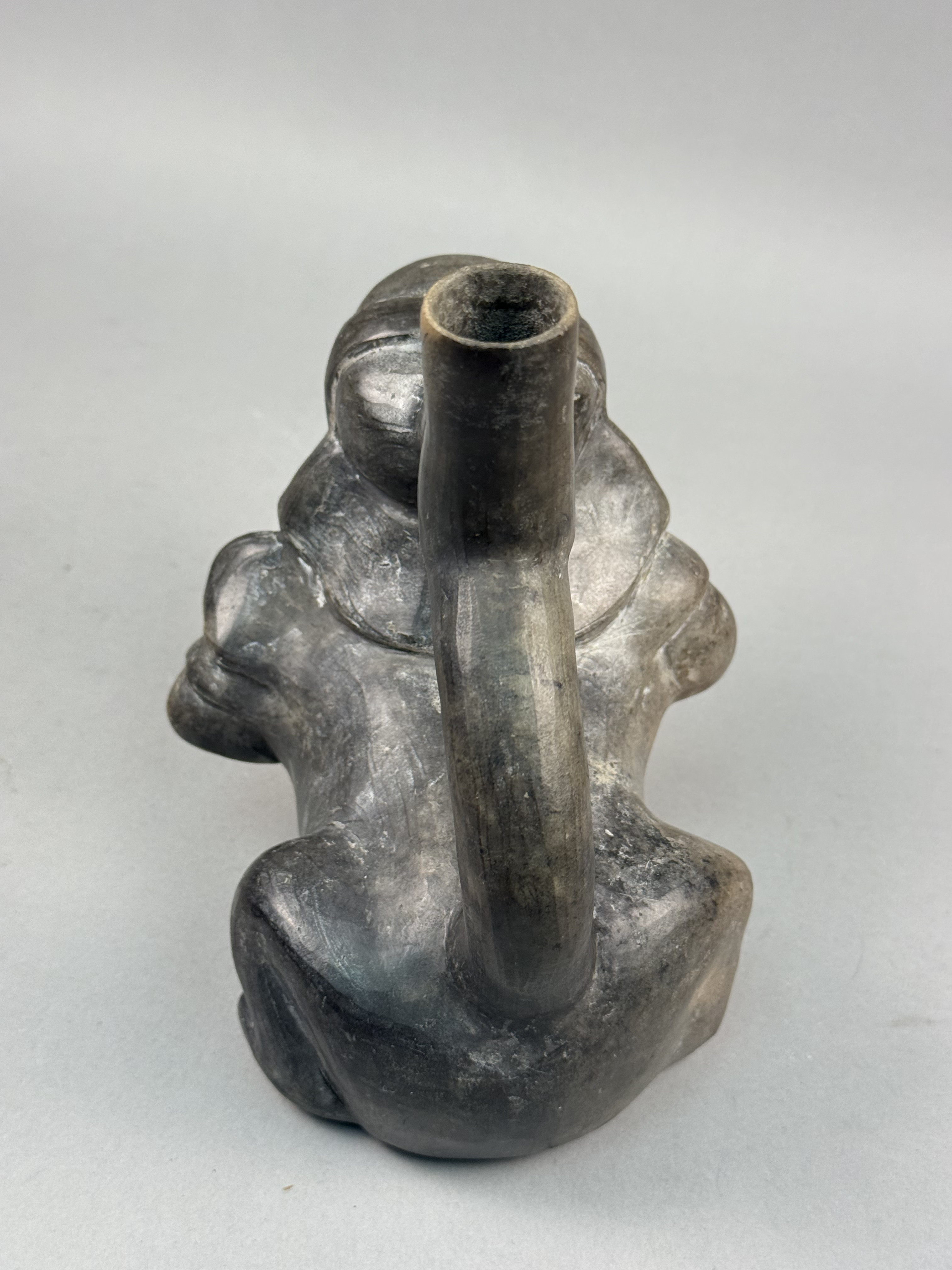 Peruvian Blackware Ceramic Stirrup-Spout Vessel
