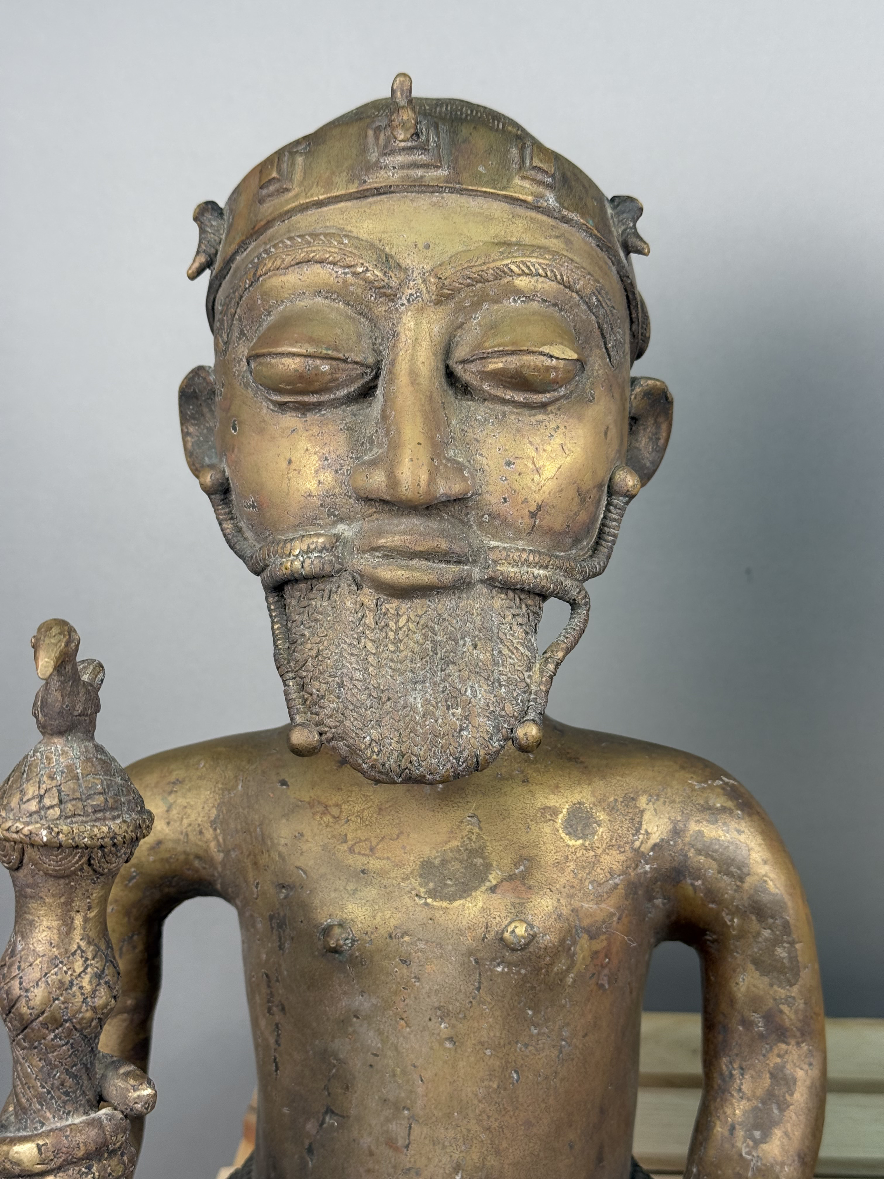 Large West African Cast Metal Seated Figures