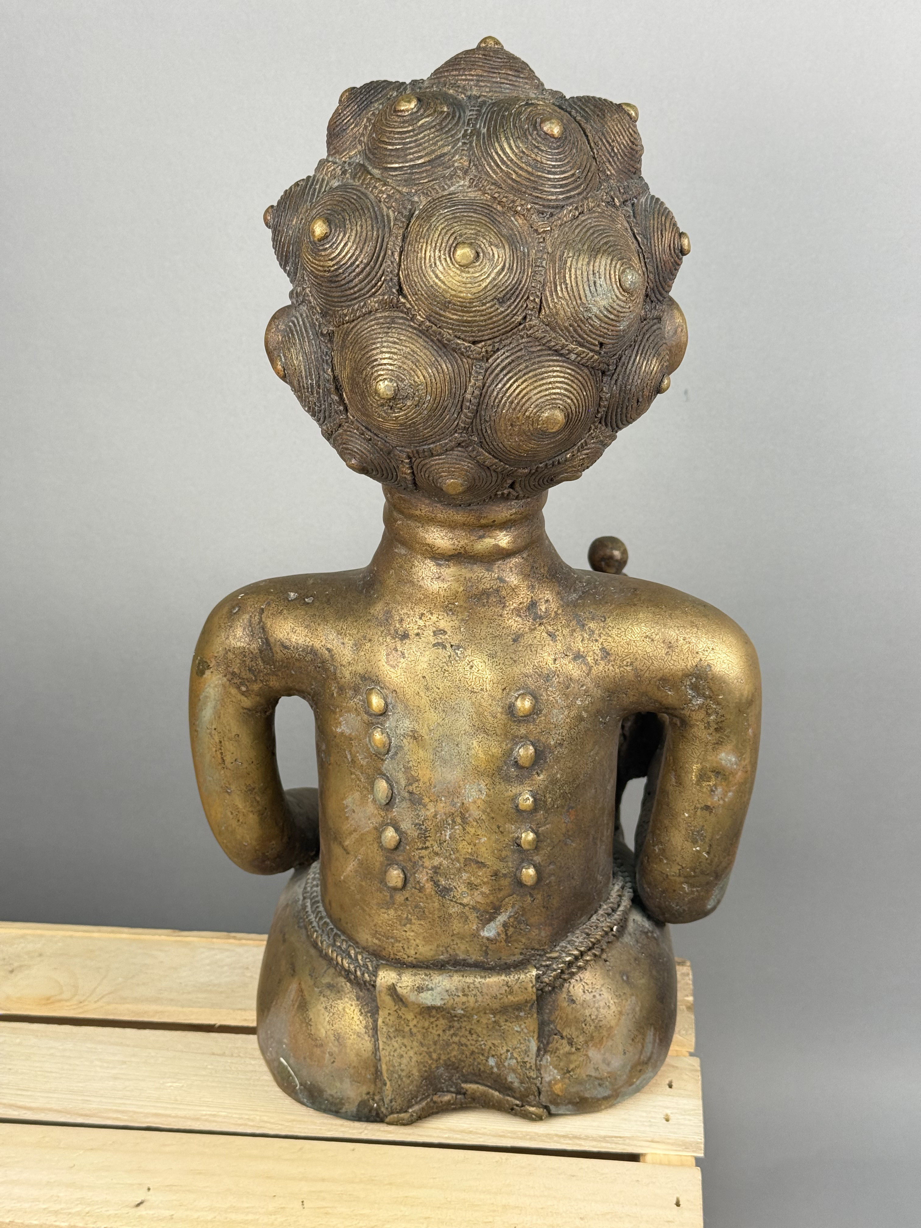 Large West African Cast Metal Seated Figures