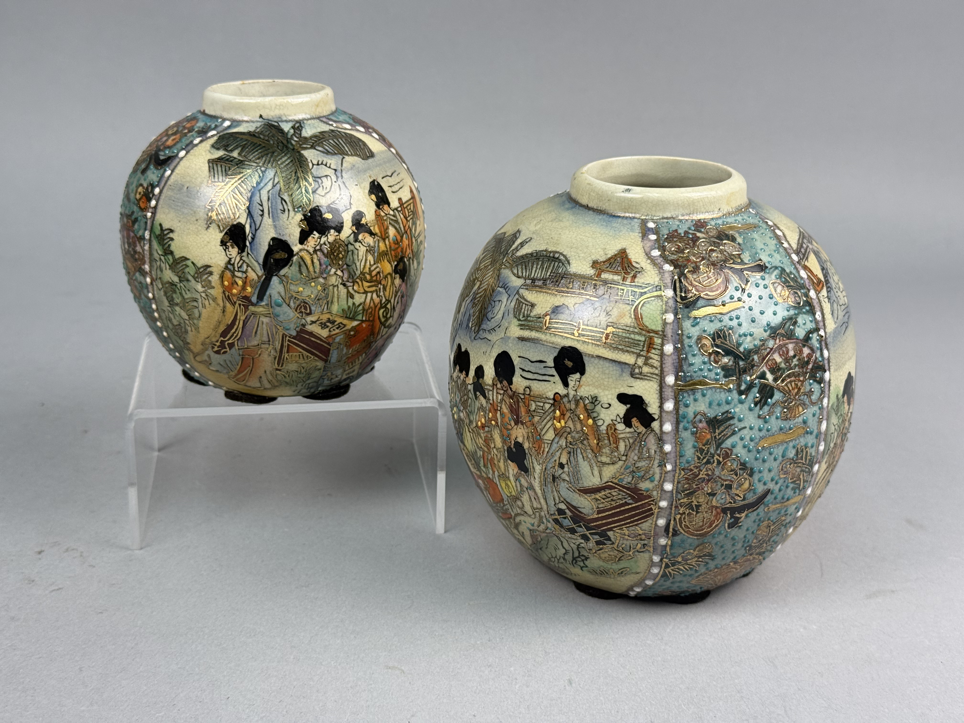 Graduated Japanese Satsuma Style Vases