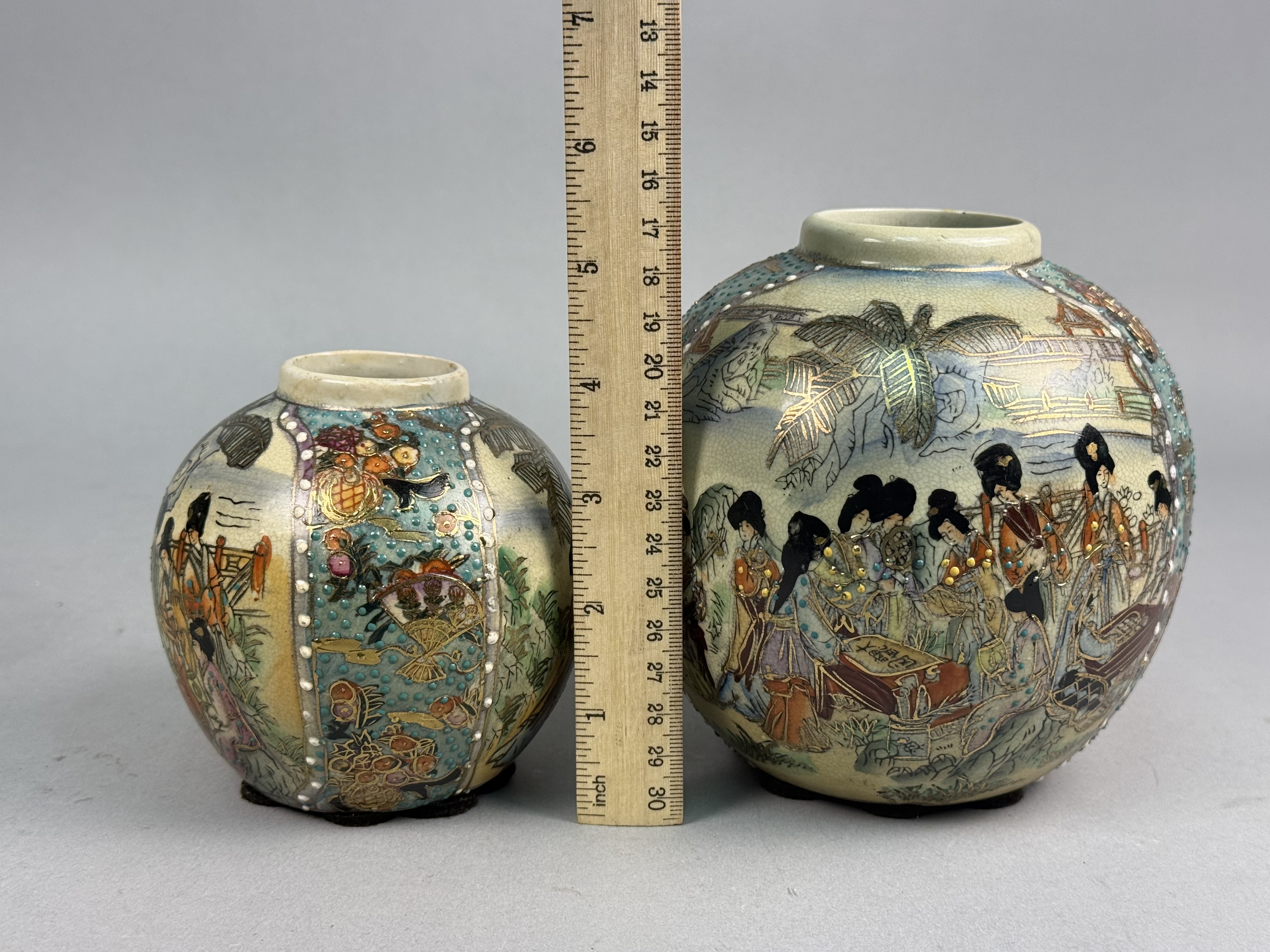 Graduated Japanese Satsuma Style Vases