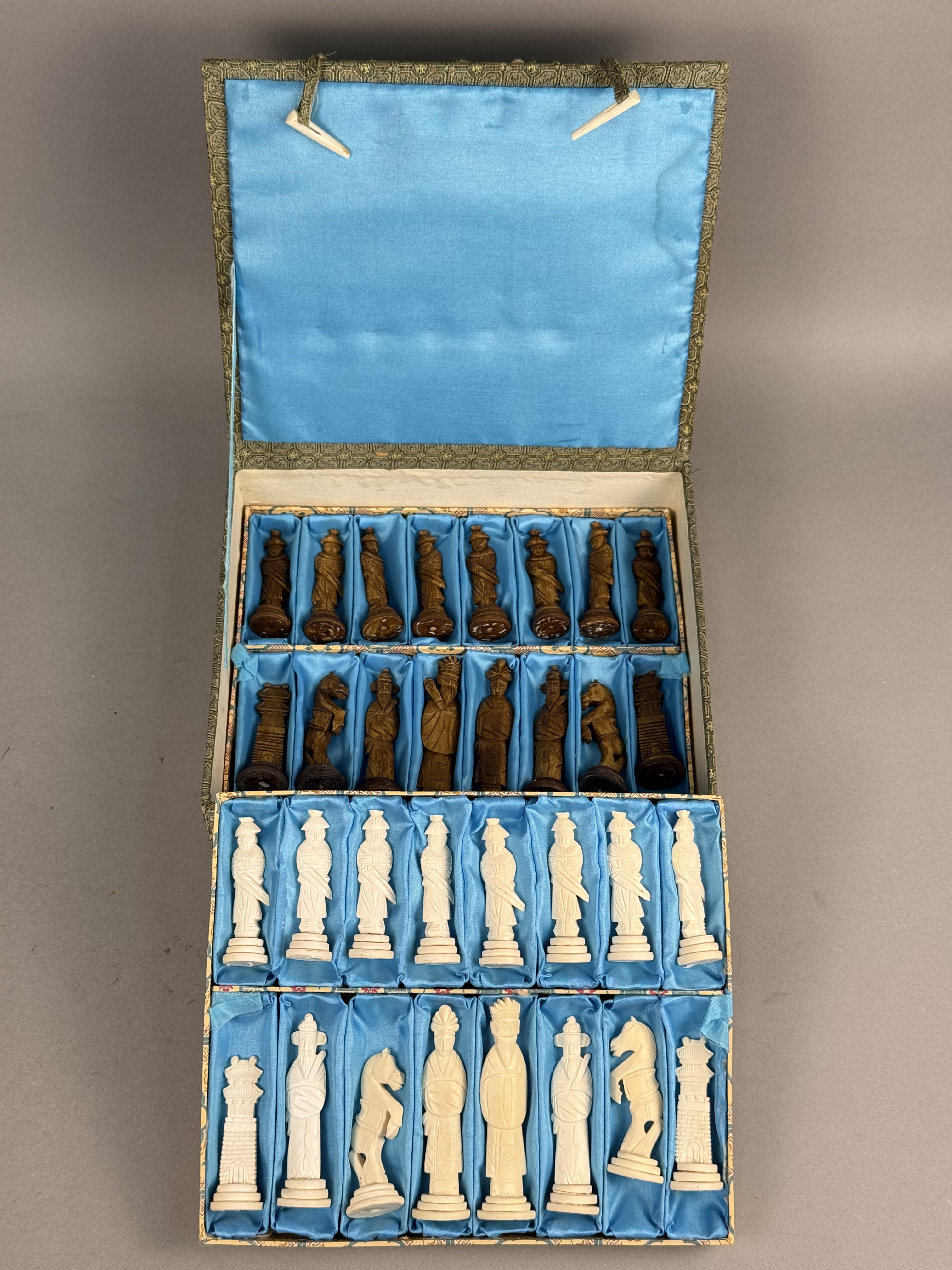 Chinese Carved Bone Chess Set