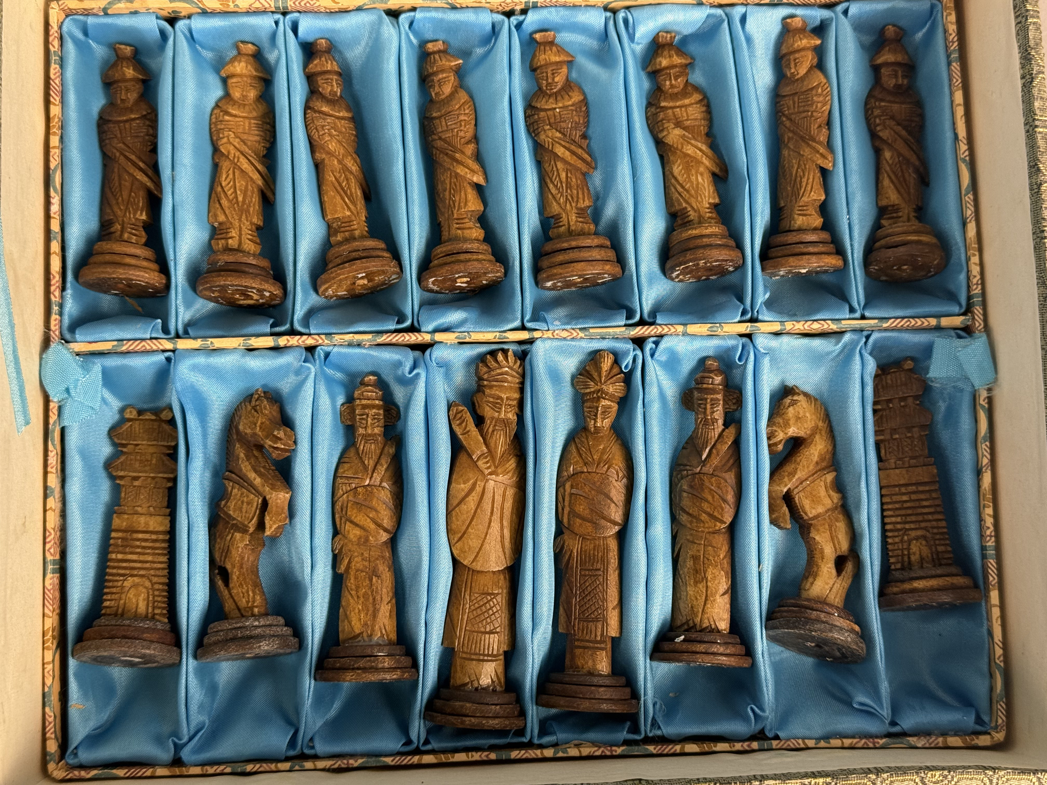 Chinese Carved Bone Chess Set