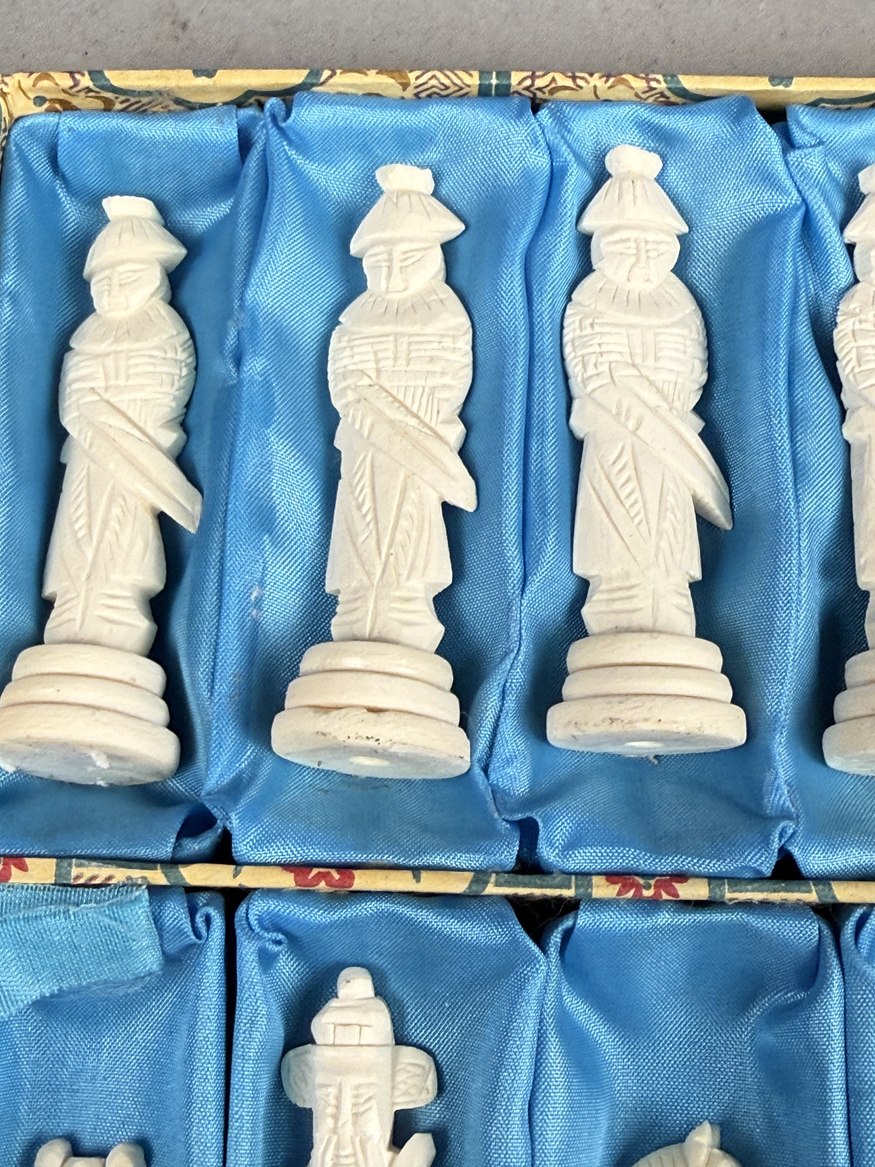 Chinese Carved Bone Chess Set