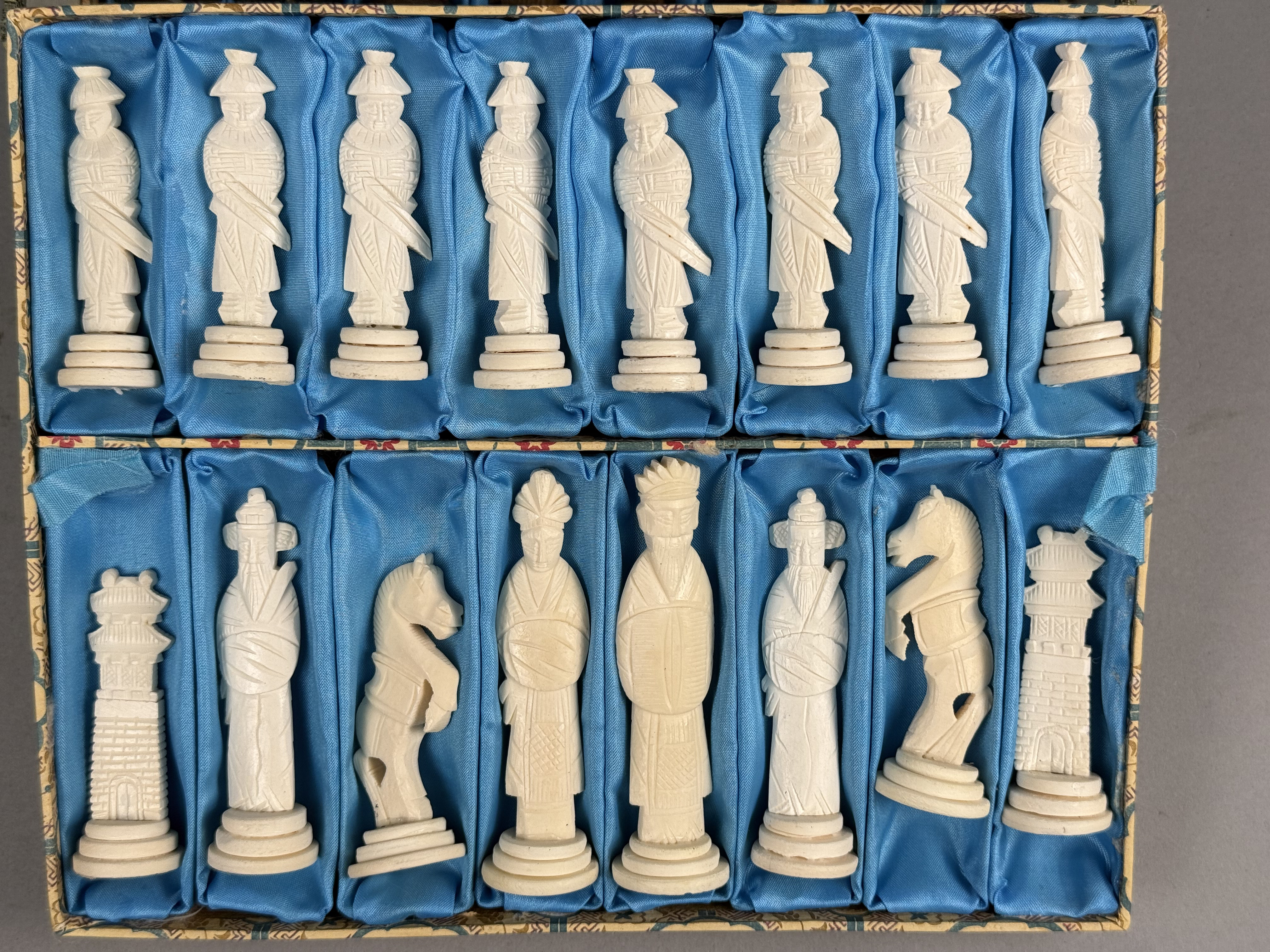 Chinese Carved Bone Chess Set