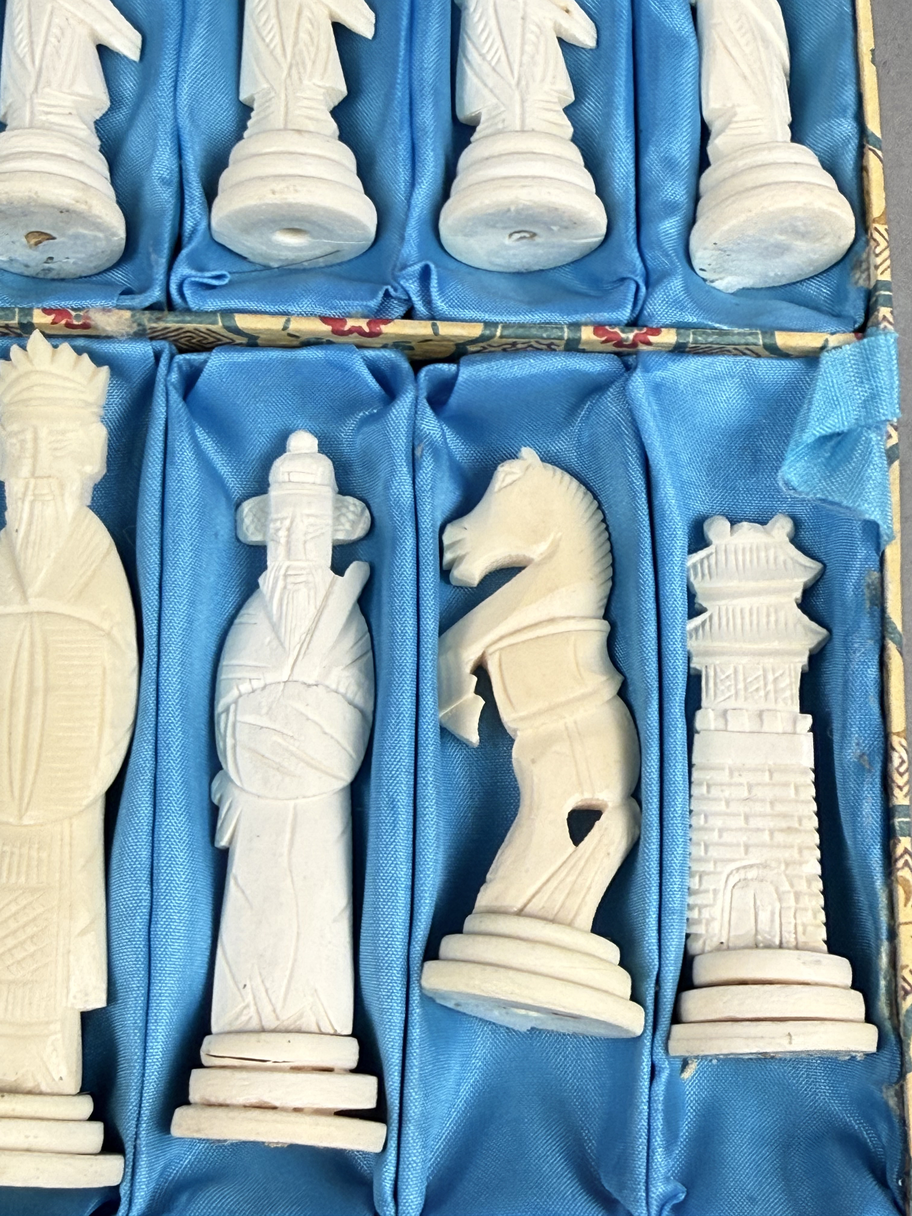 Chinese Carved Bone Chess Set