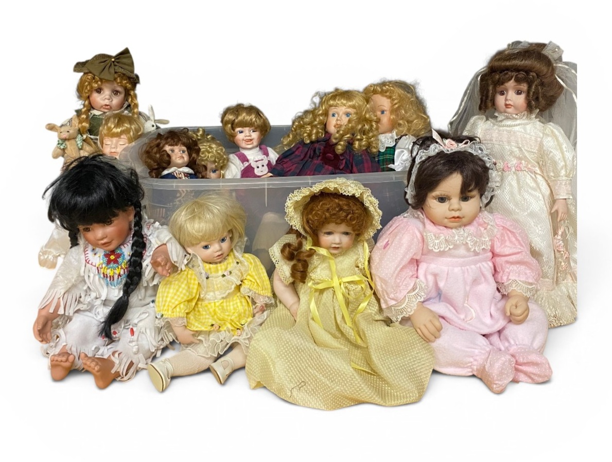 12 Contemporary Collectible Porcelain Dolls