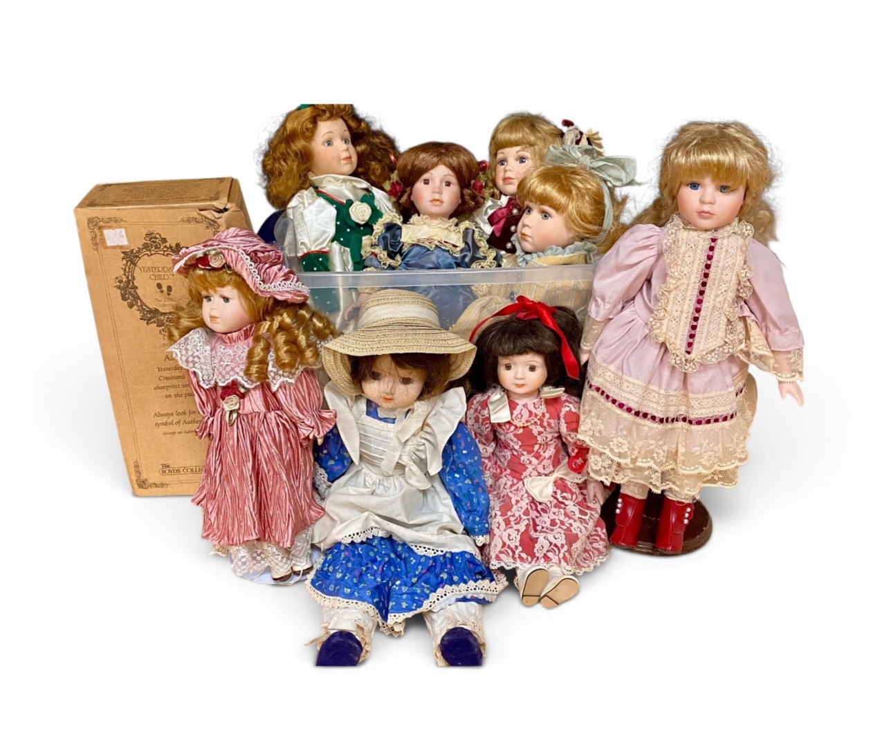 9 Contemporary Porcelain Collectible Dolls
