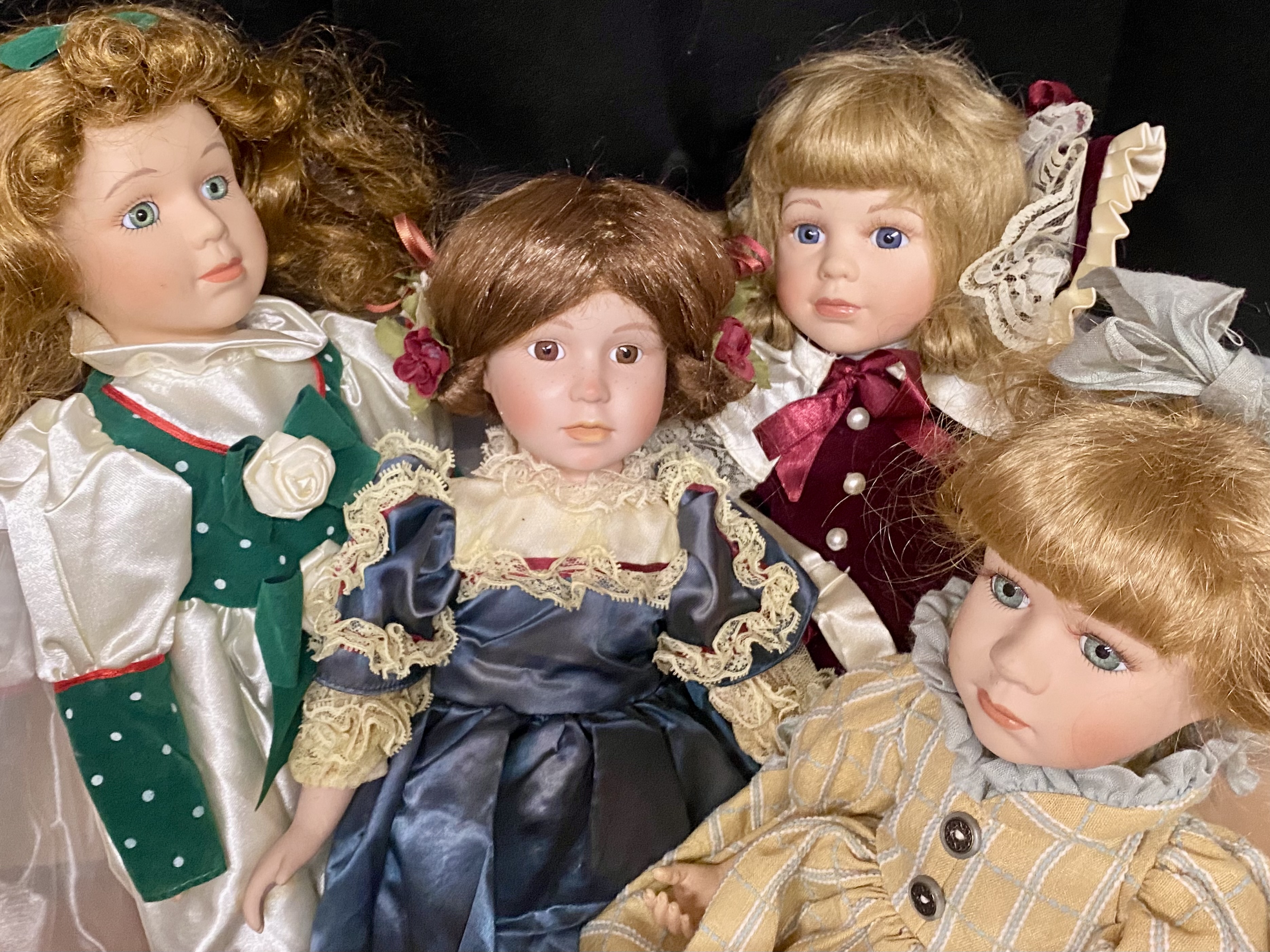 9 Contemporary Porcelain Collectible Dolls