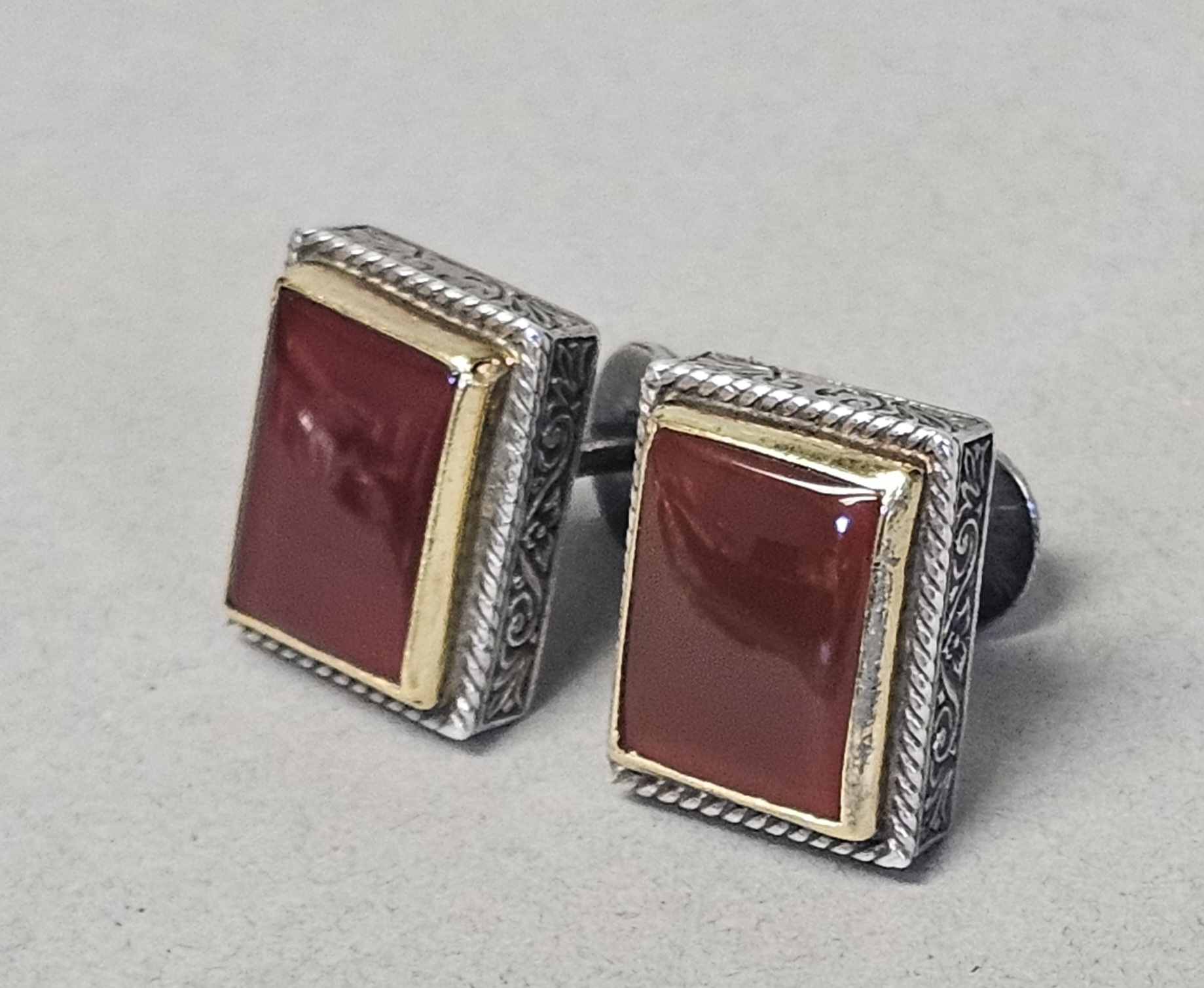 Konstantino Sterling & 22K Carnelian Cufflinks 23.4 Grams