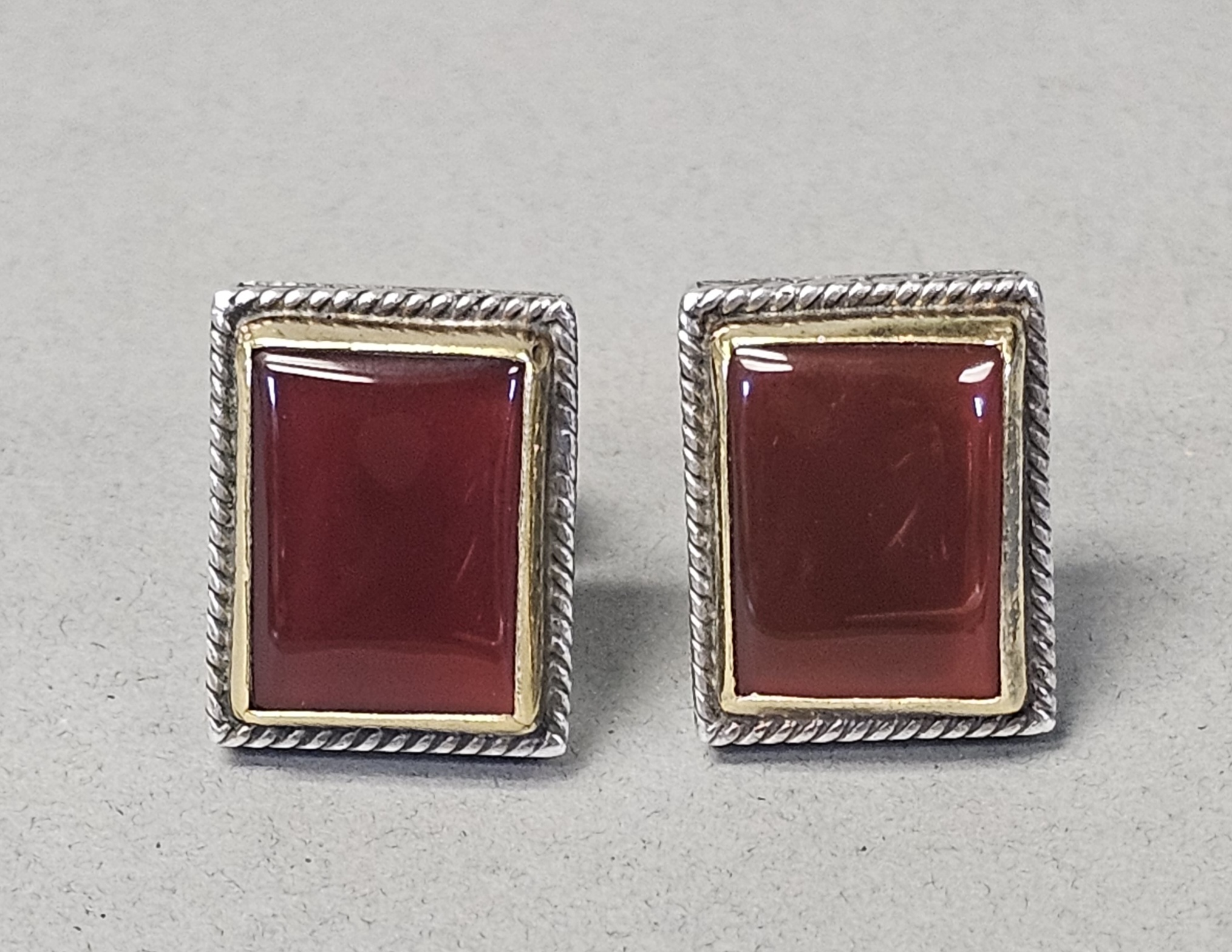 Konstantino Sterling & 22K Carnelian Cufflinks 23.4 Grams