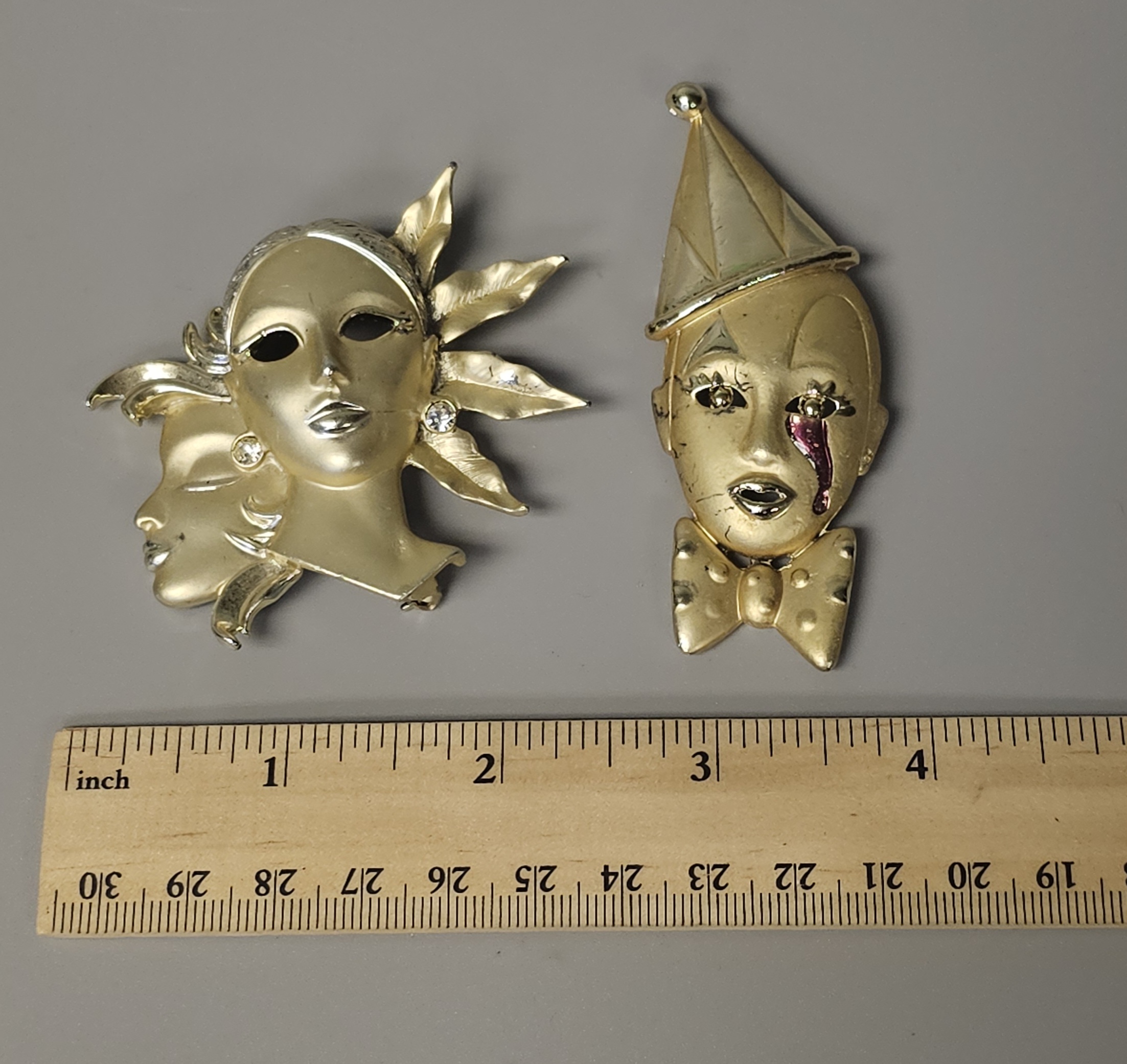 Vintage Costume Brooches Inc Theatrical Masks