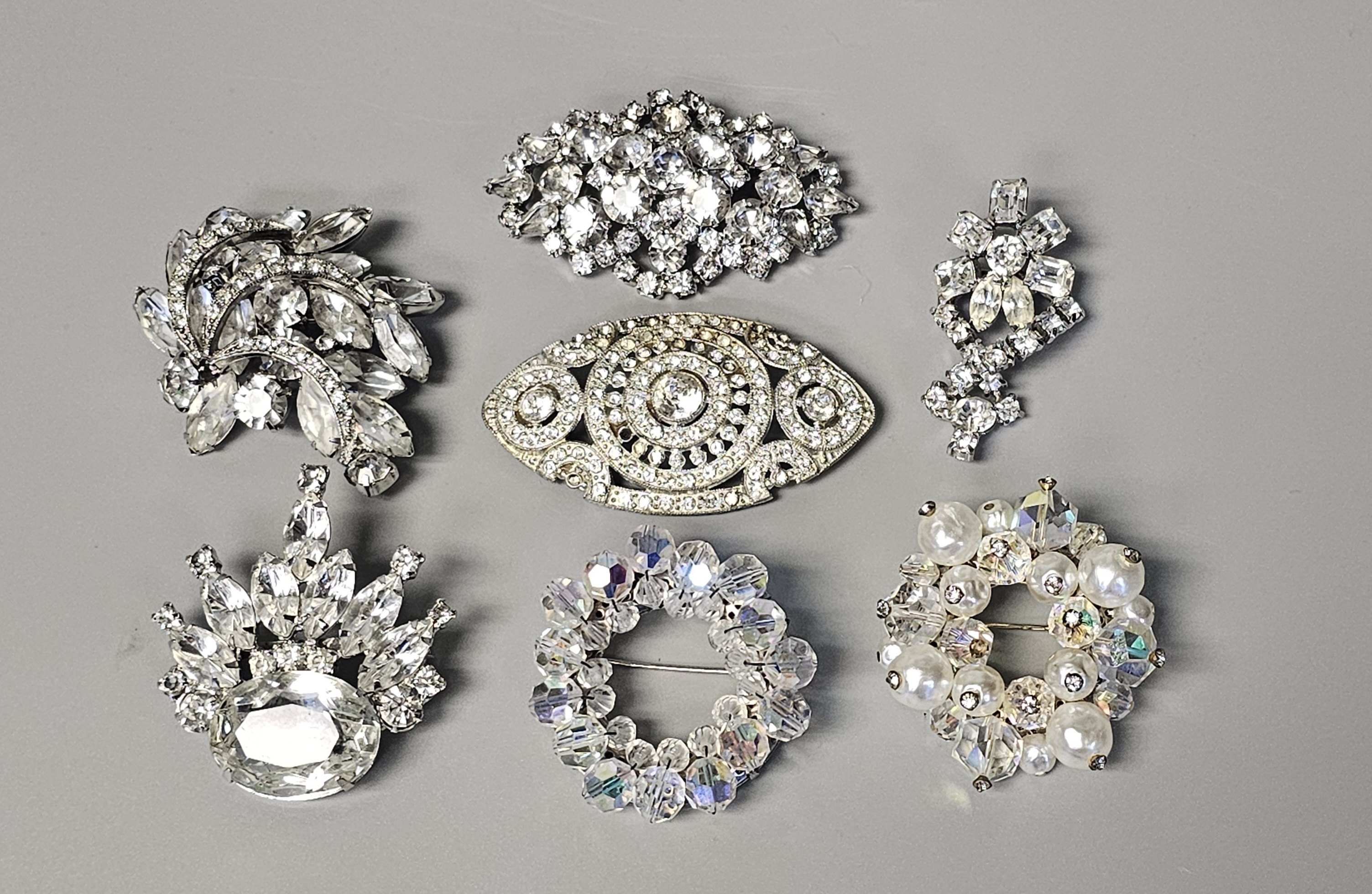 Vintage Costume Jewelry Rhinestone Brooches