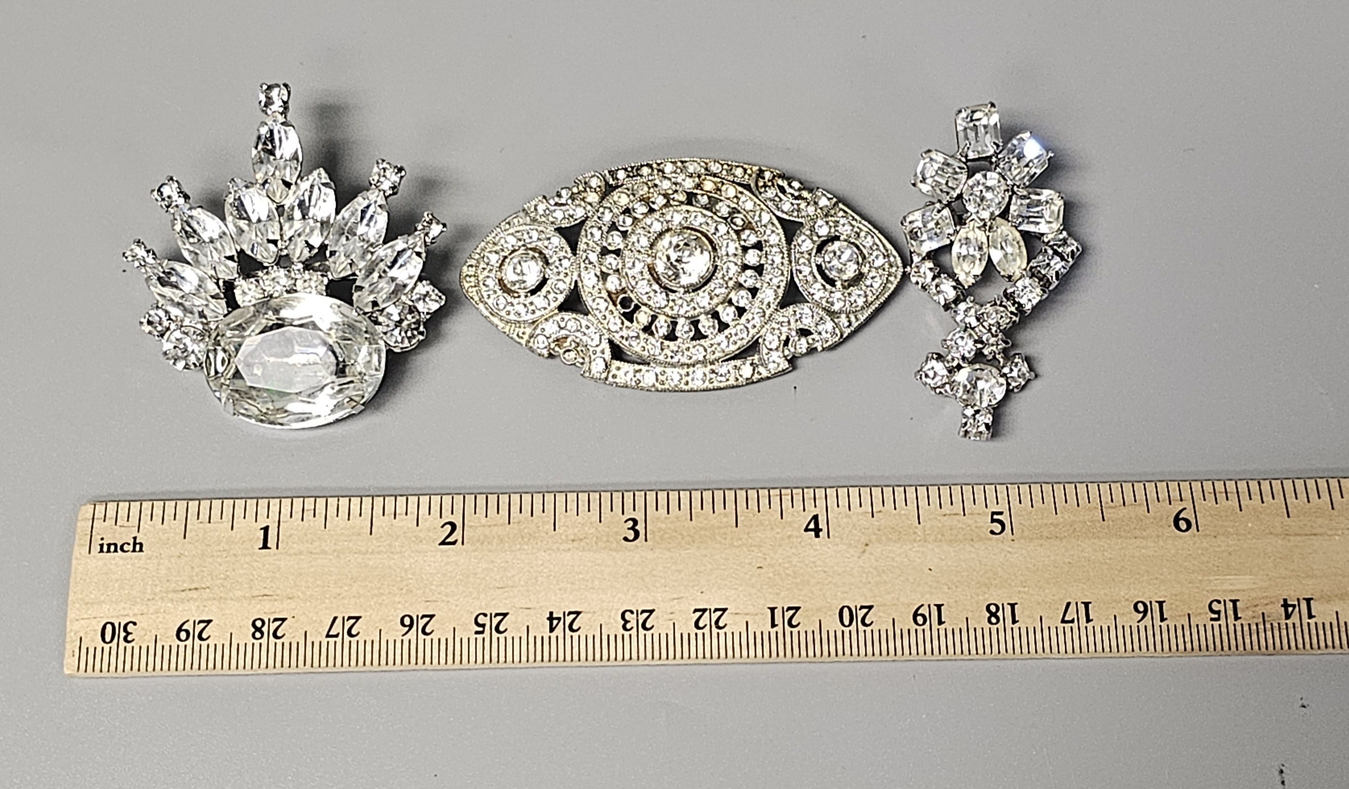 Vintage Costume Jewelry Rhinestone Brooches
