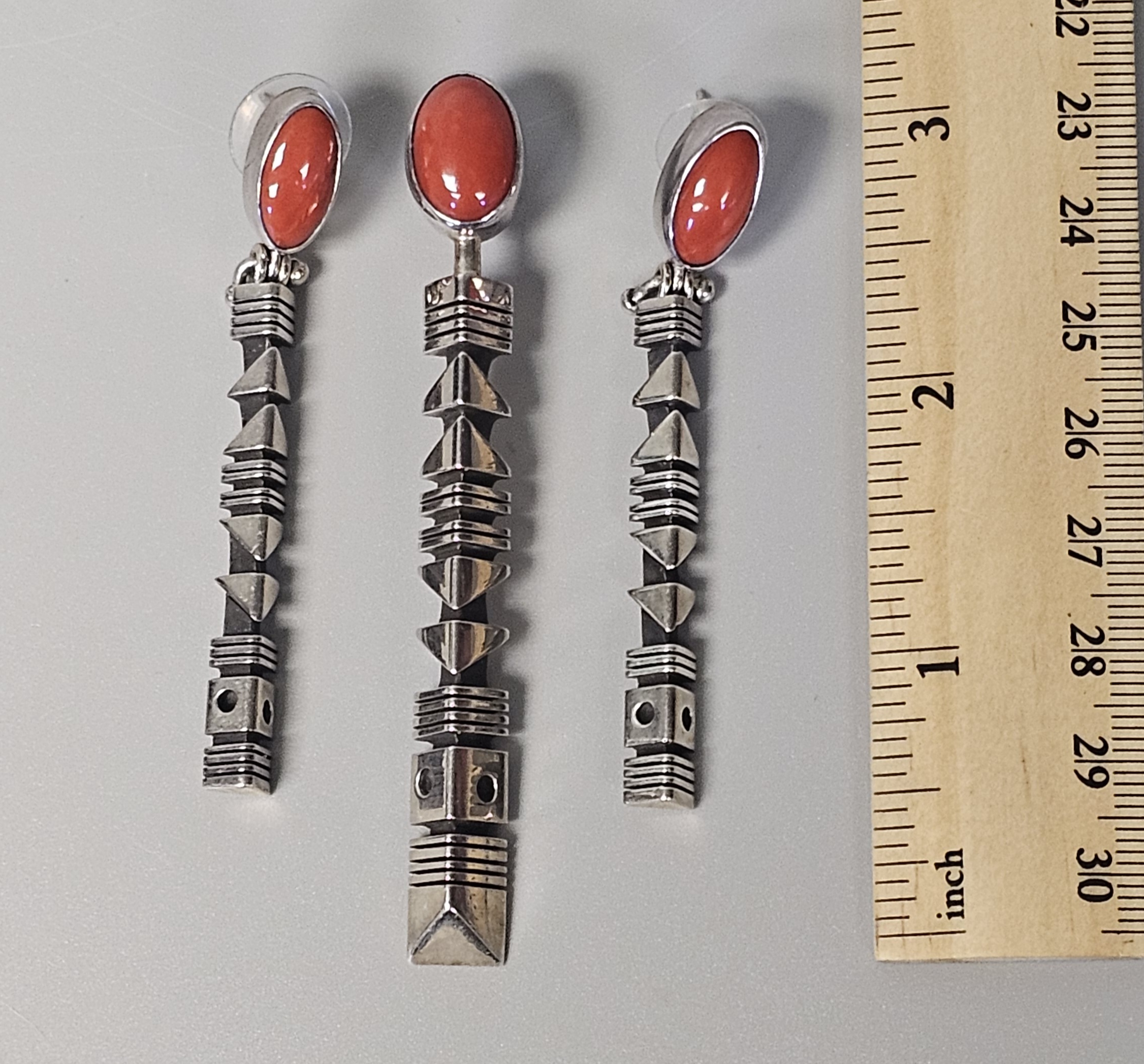 Charles Ortiz Taos Pueblo Sterling Coral Set 33.5 Grams