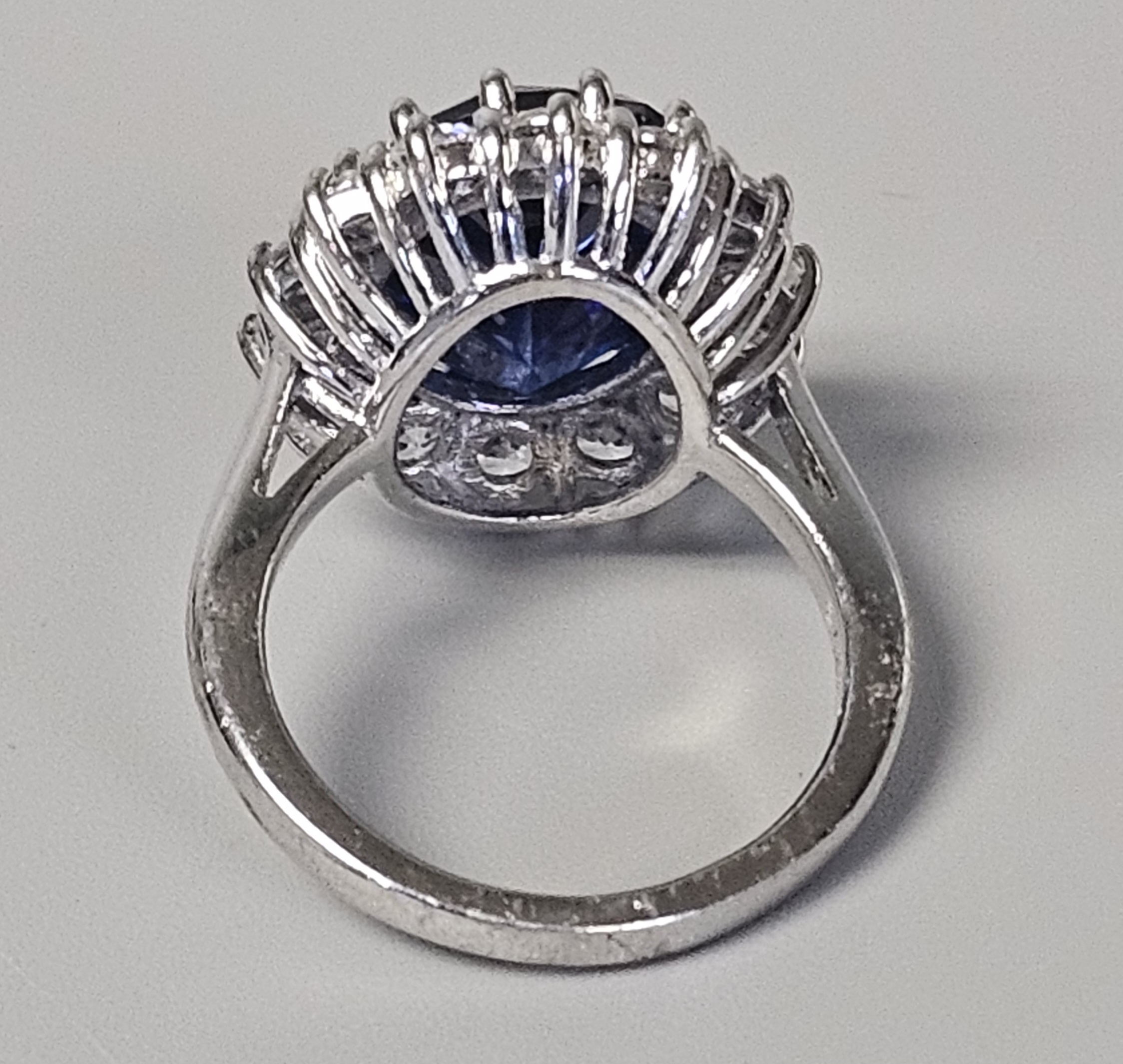 Sterling Cubic Zirconia Oval Halo Ring 7.2 Grams