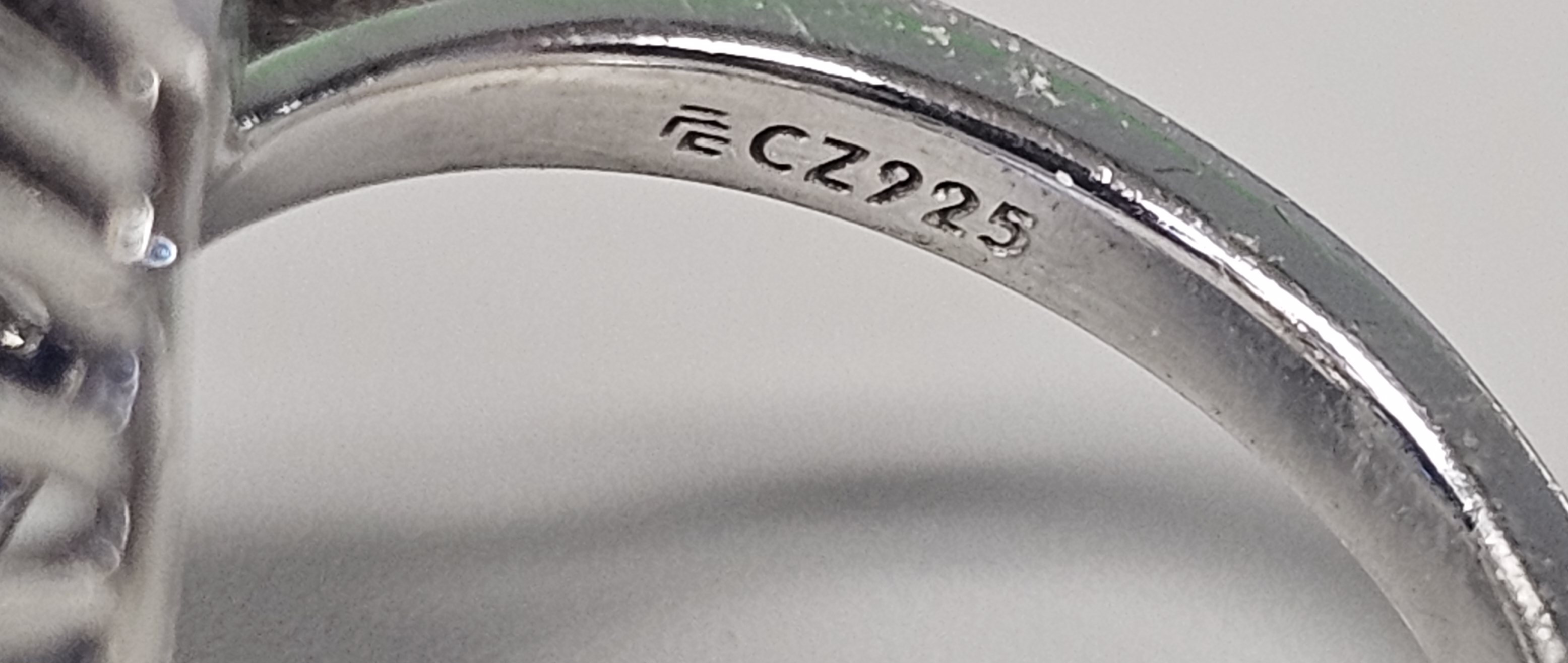 Sterling Cubic Zirconia Oval Halo Ring 7.2 Grams