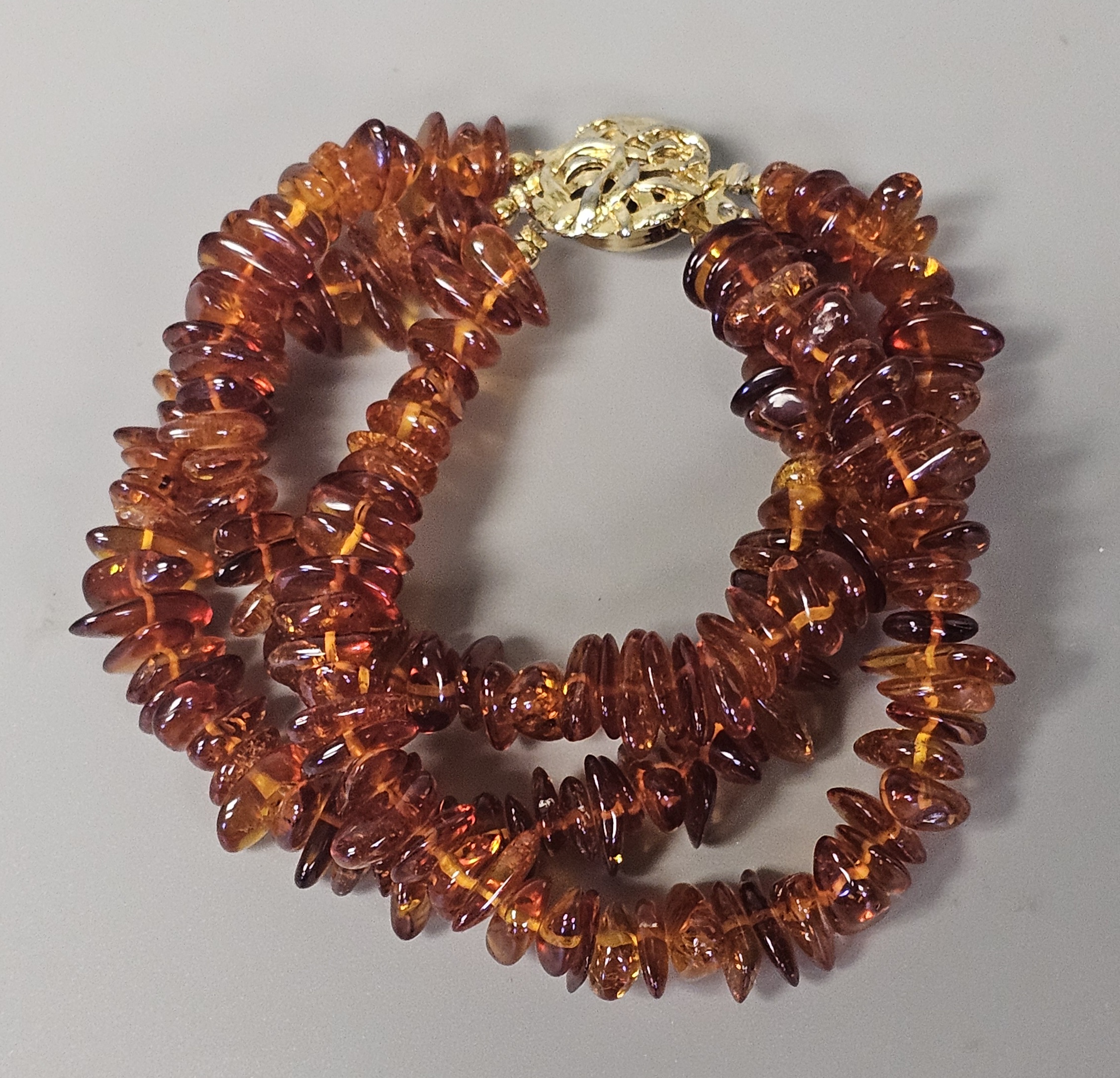 Three-Strand Tumbled Amber Bracelet