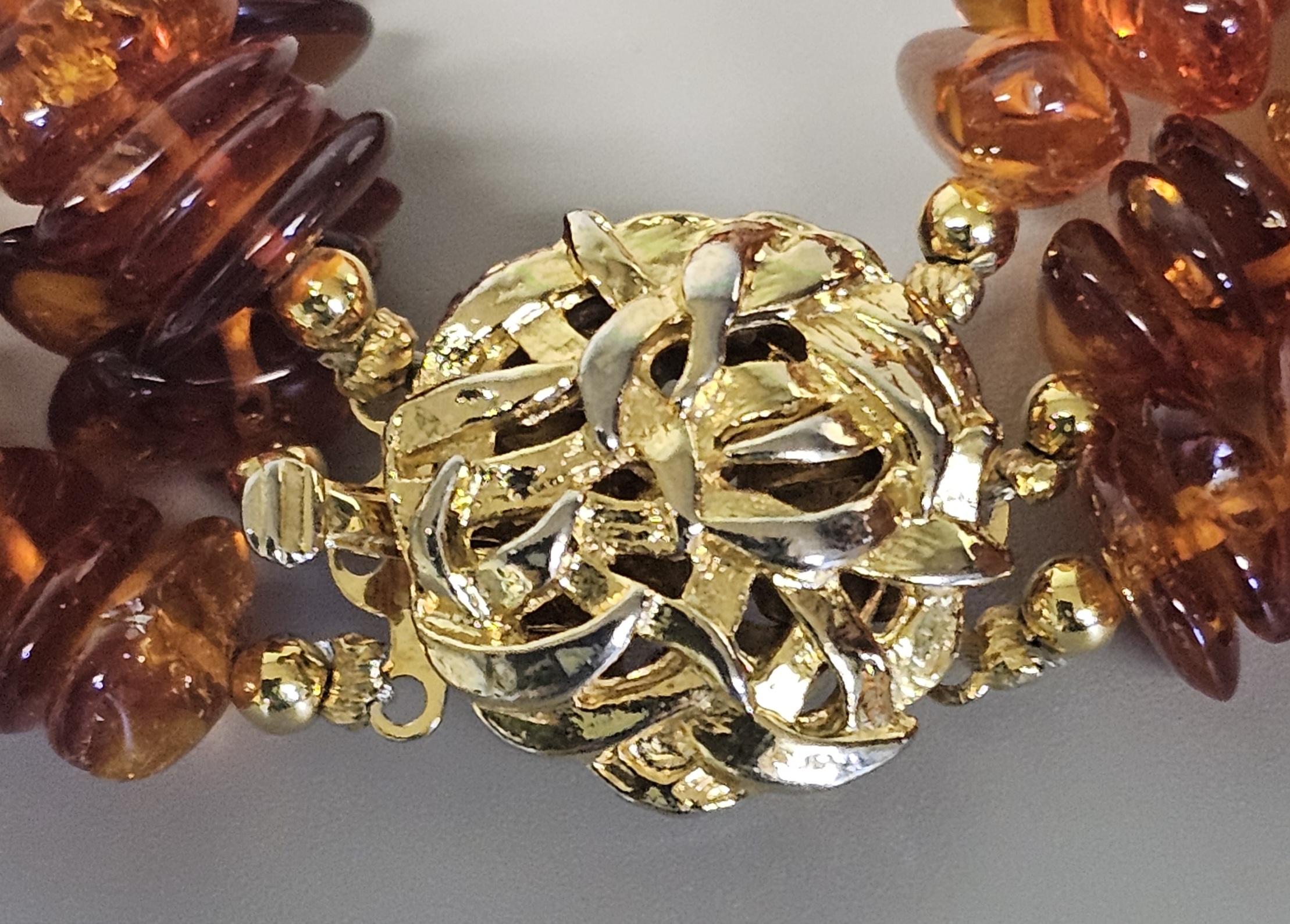 Three-Strand Tumbled Amber Bracelet