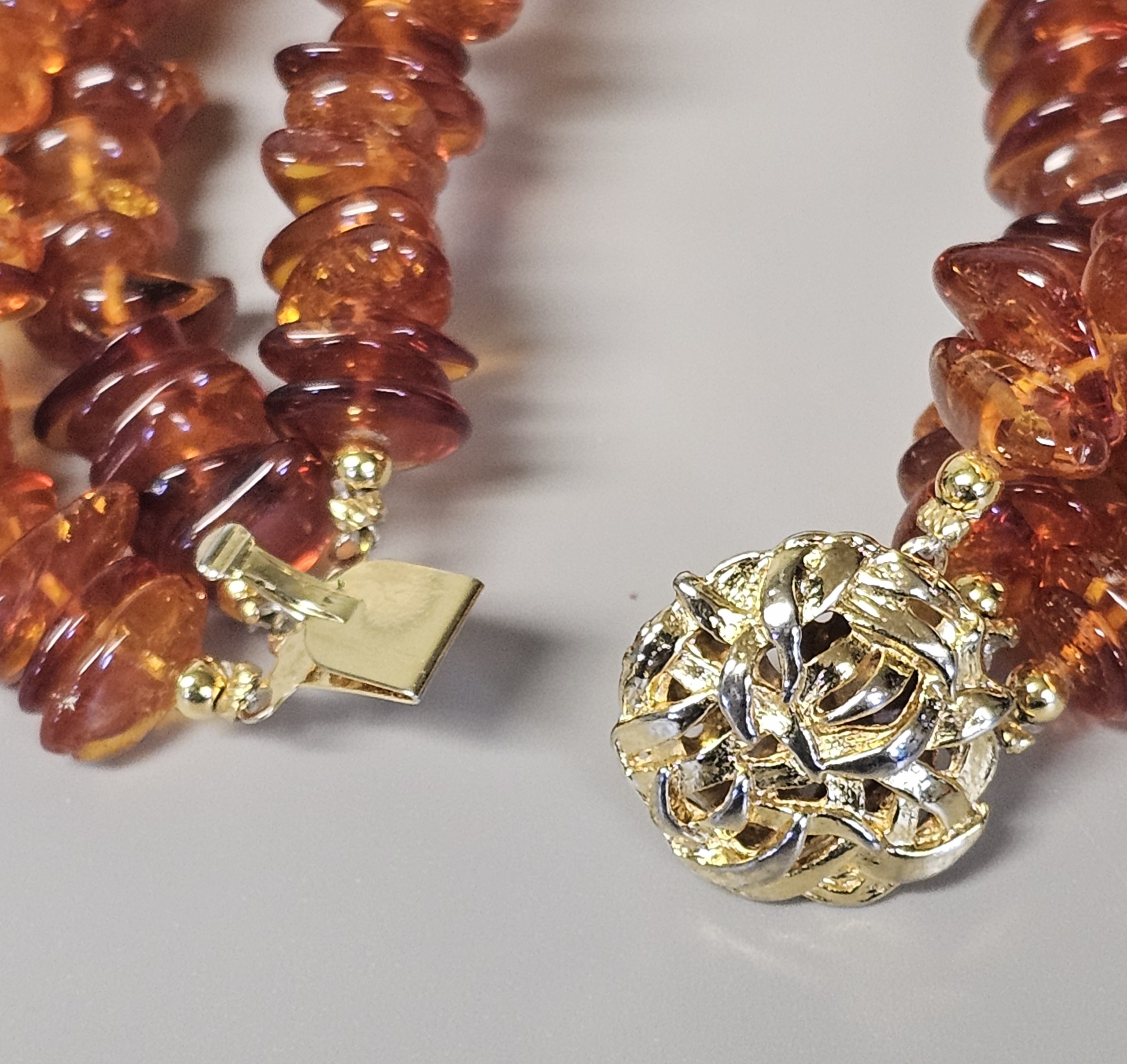 Three-Strand Tumbled Amber Bracelet