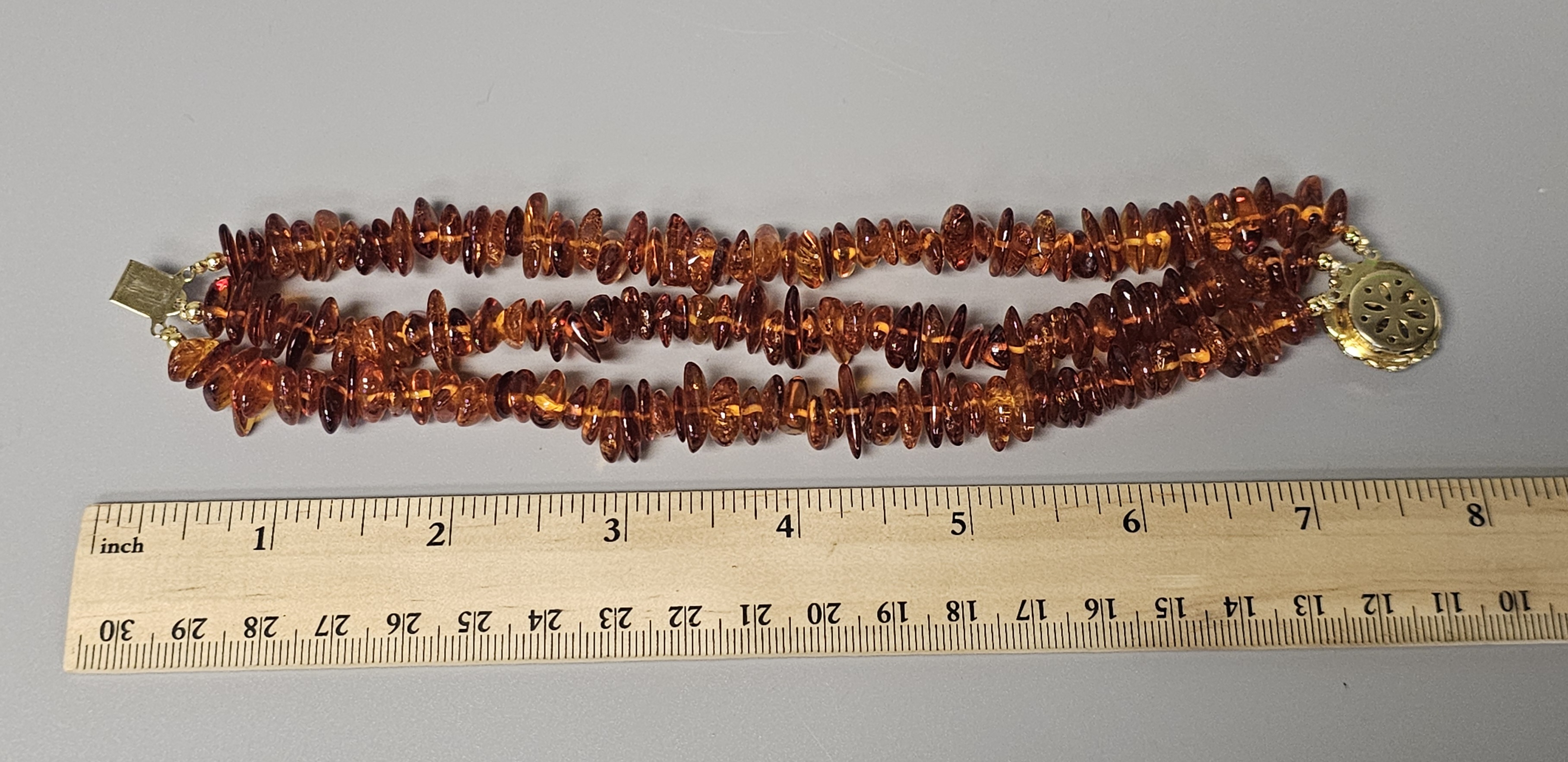 Three-Strand Tumbled Amber Bracelet