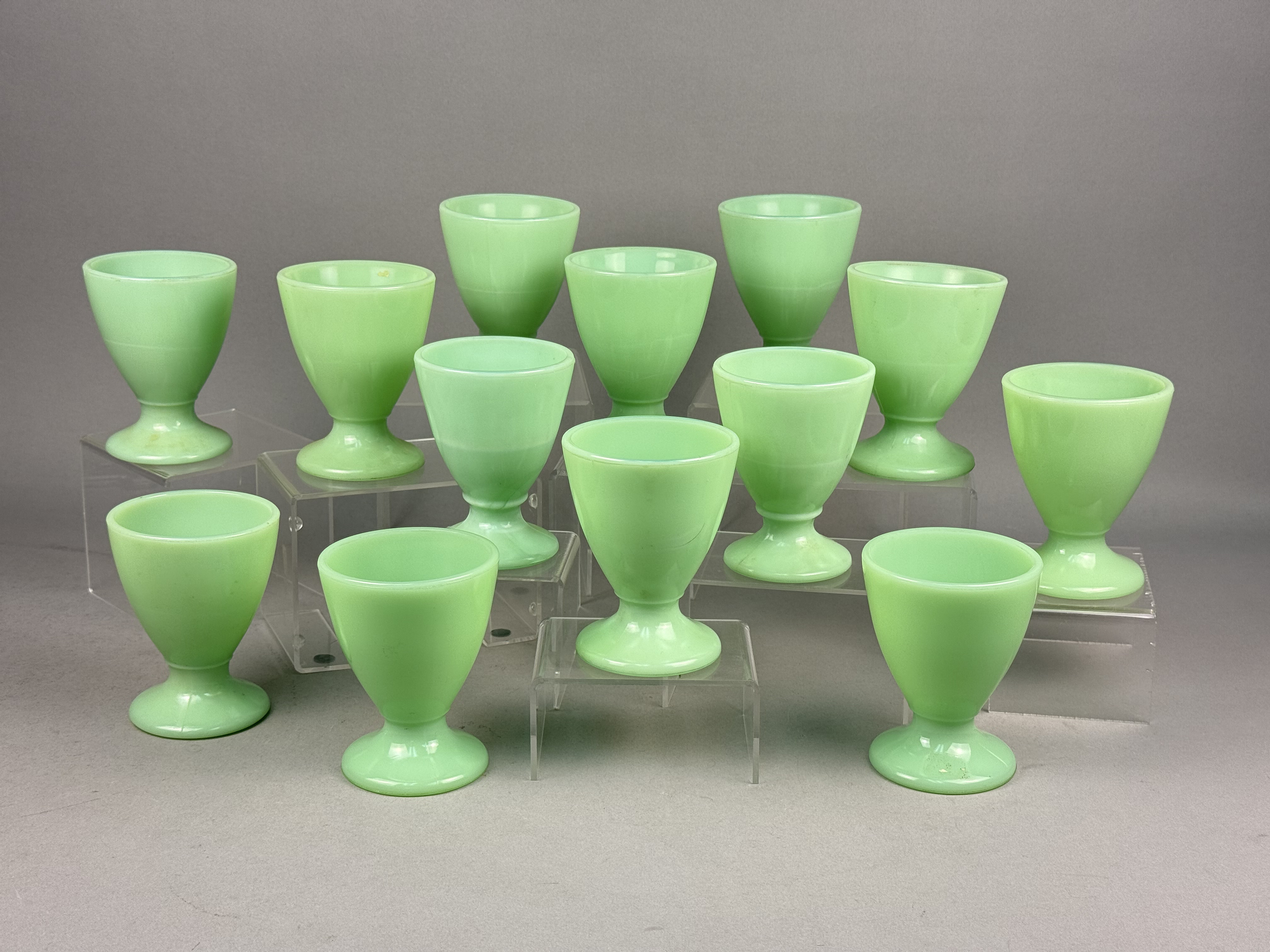 A Set of McKee Jadeite Glass Goblets