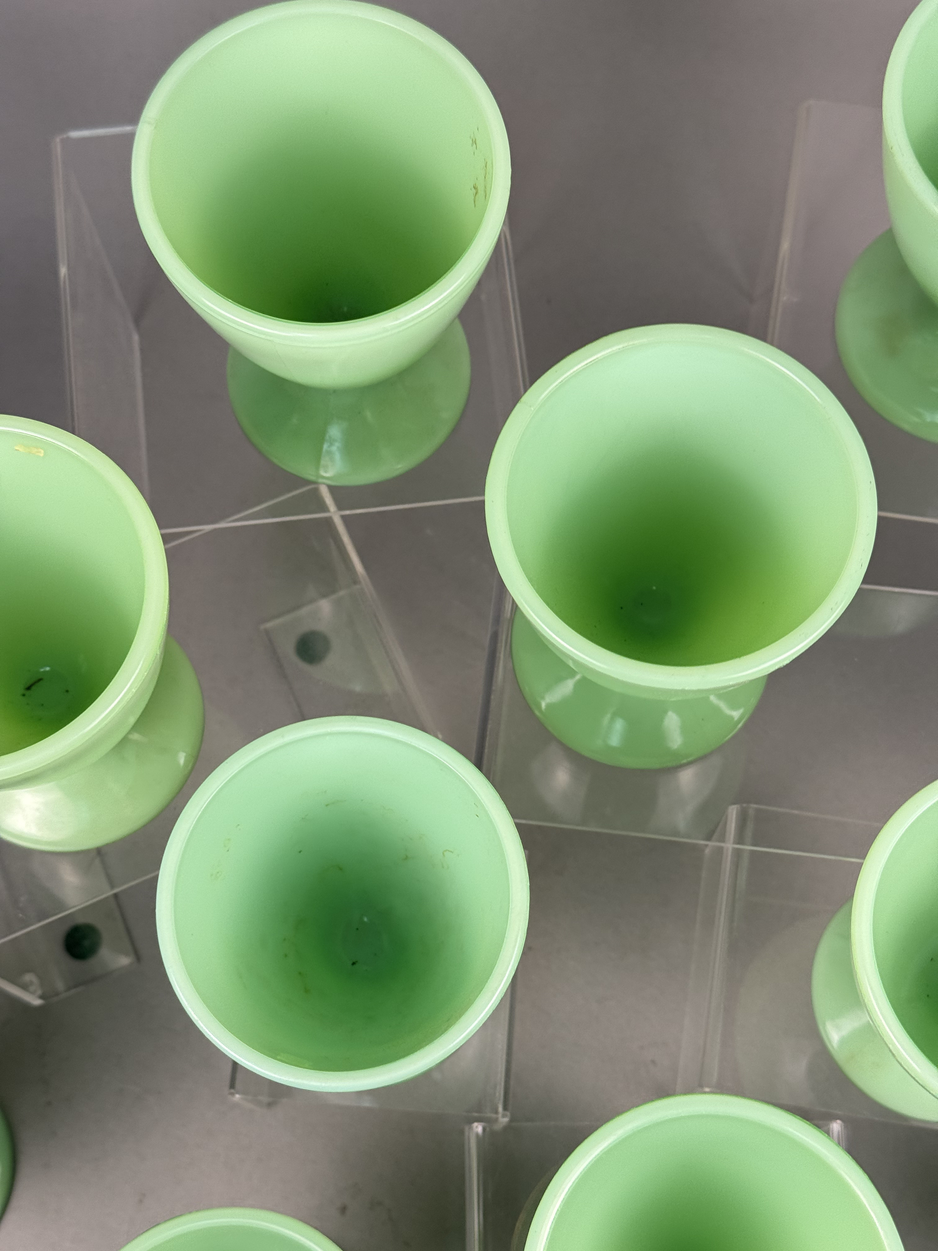 A Set of McKee Jadeite Glass Goblets