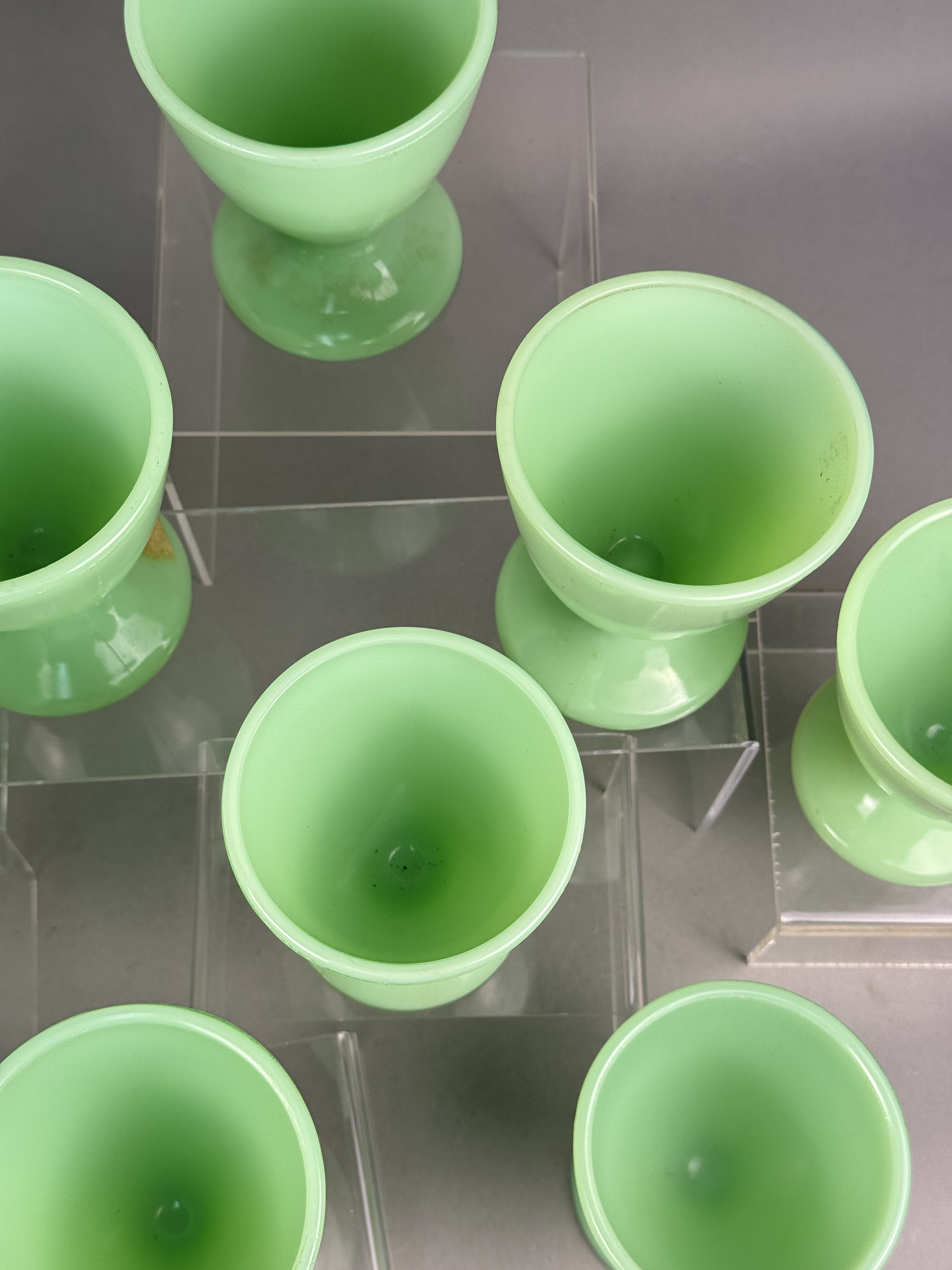 A Set of McKee Jadeite Glass Goblets