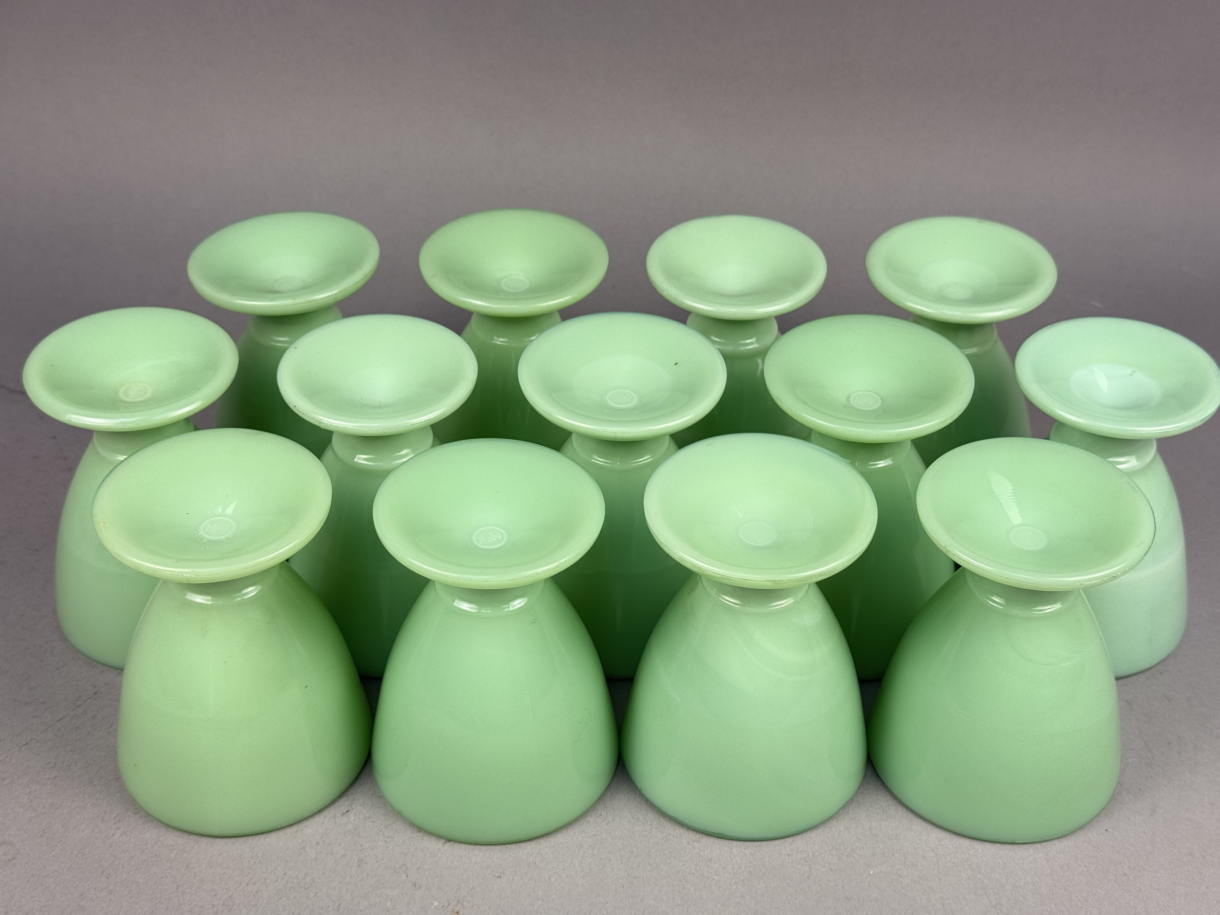 A Set of McKee Jadeite Glass Goblets