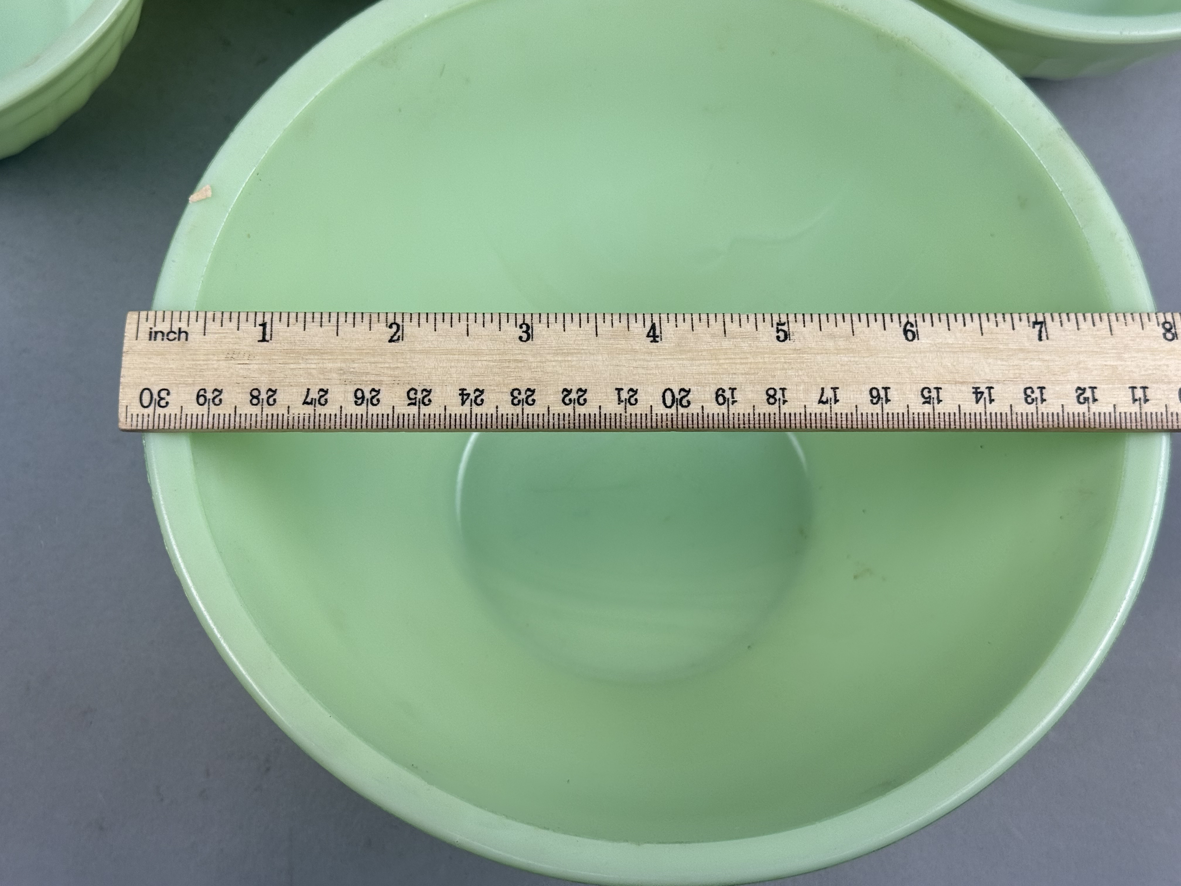 Four Uranium Jadeite Glass Mixing Bowls
