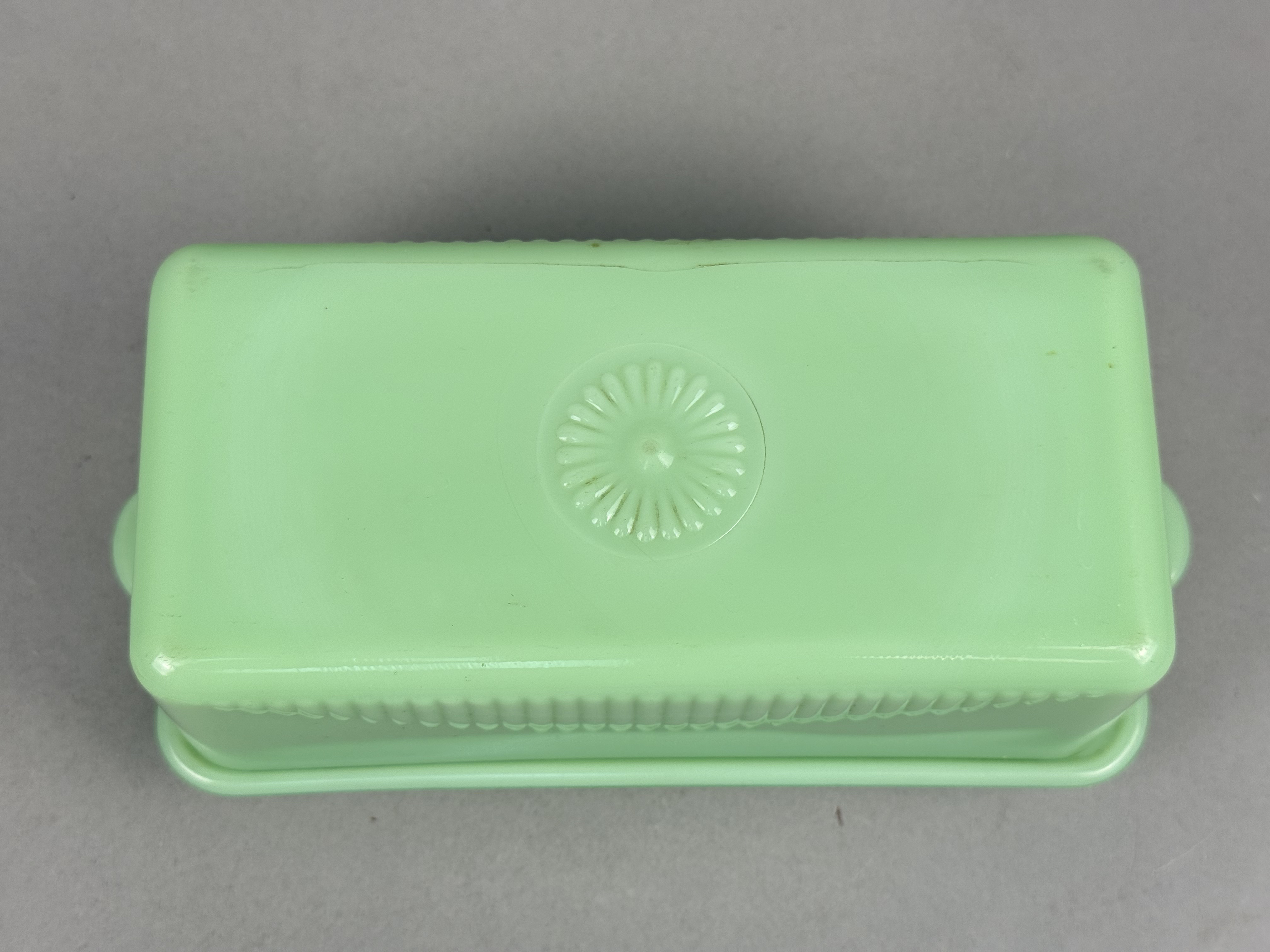 McKee Glass Jadeite Uranium Glass Butter Dish