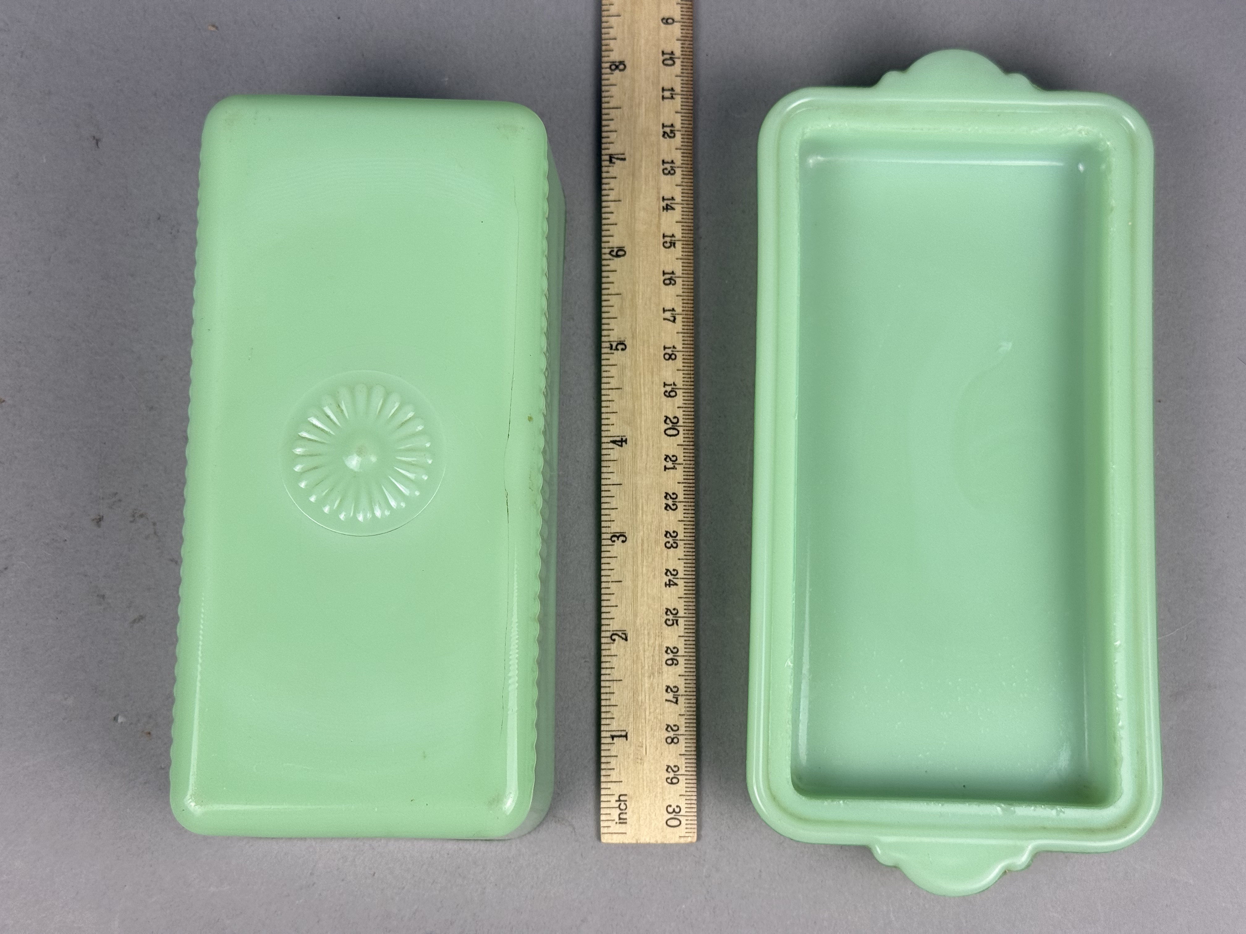McKee Glass Jadeite Uranium Glass Butter Dish