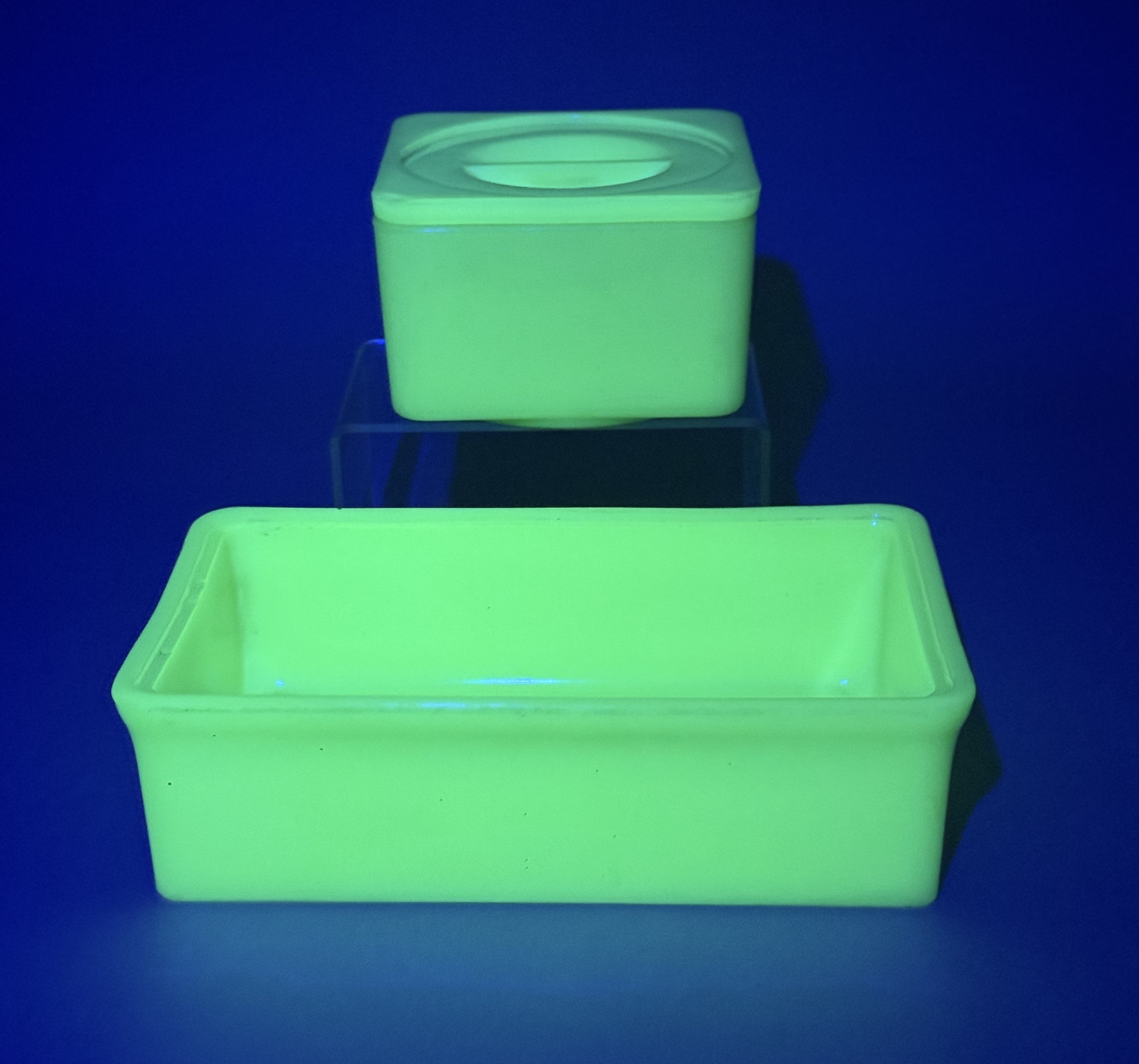 Vintage Jadeite Uranium Glass Refrigerator Dishes