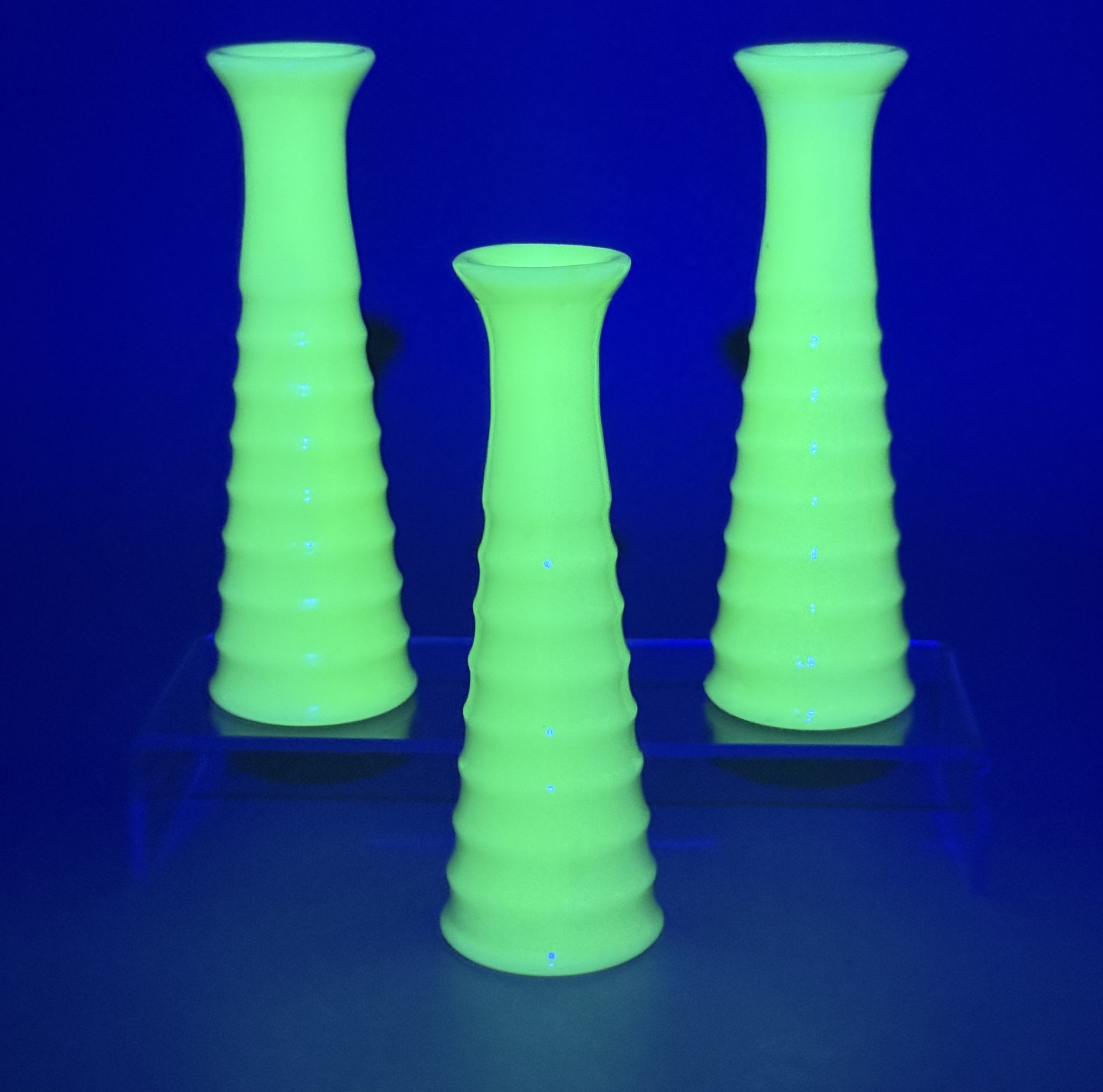 Jadeite Uranium Glass Beehive Bud Vases