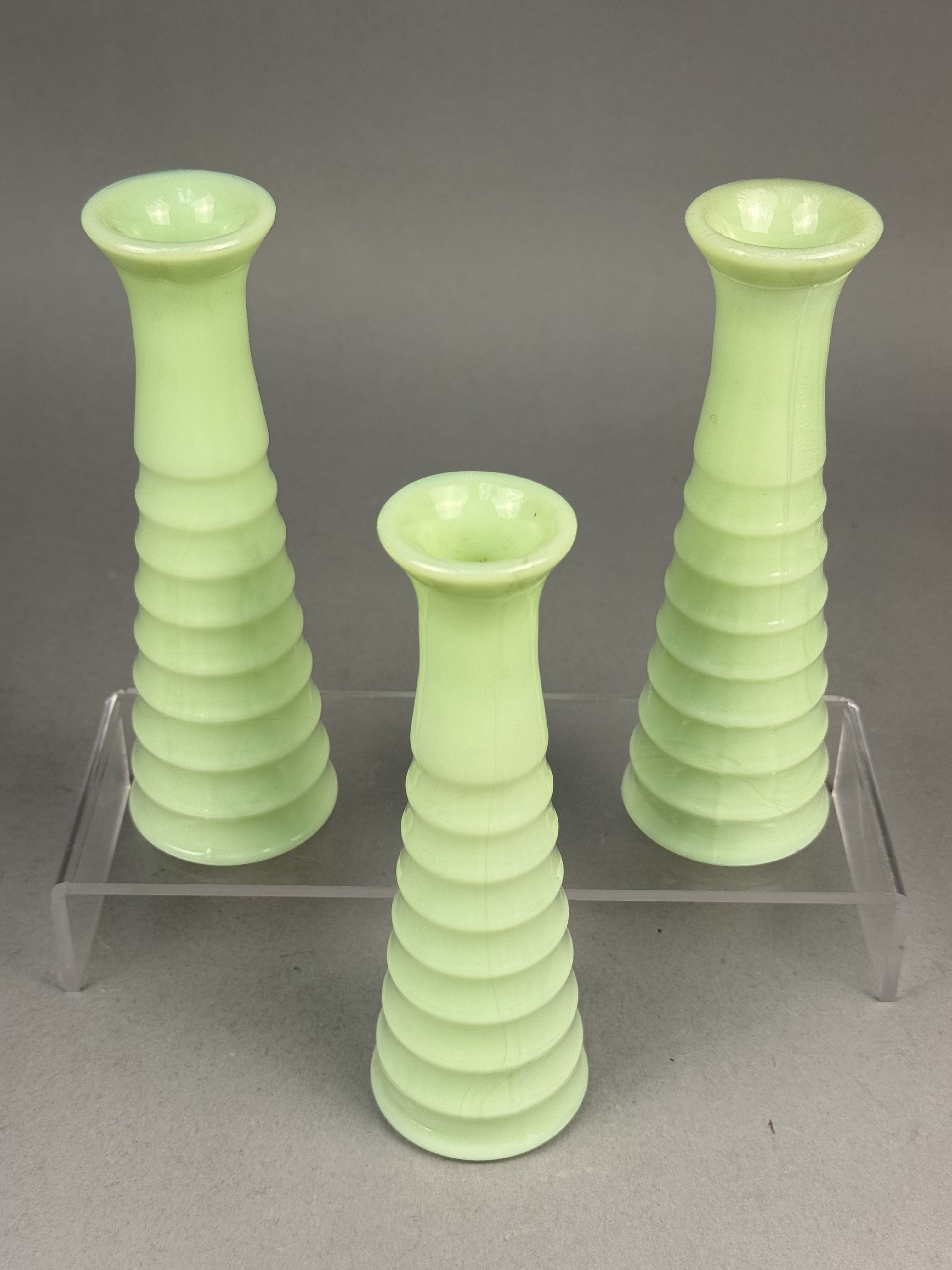 Jadeite Uranium Glass Beehive Bud Vases