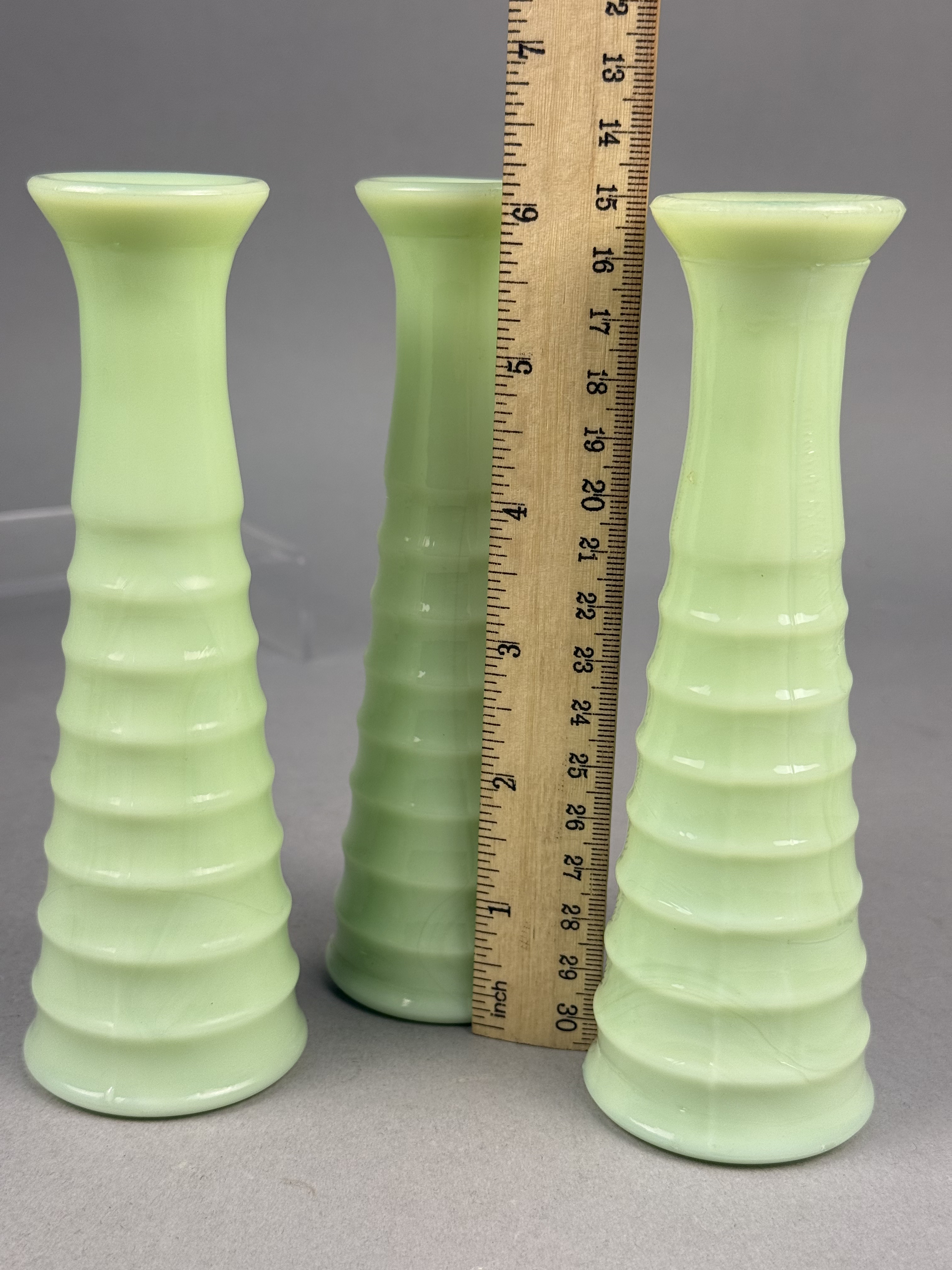 Jadeite Uranium Glass Beehive Bud Vases