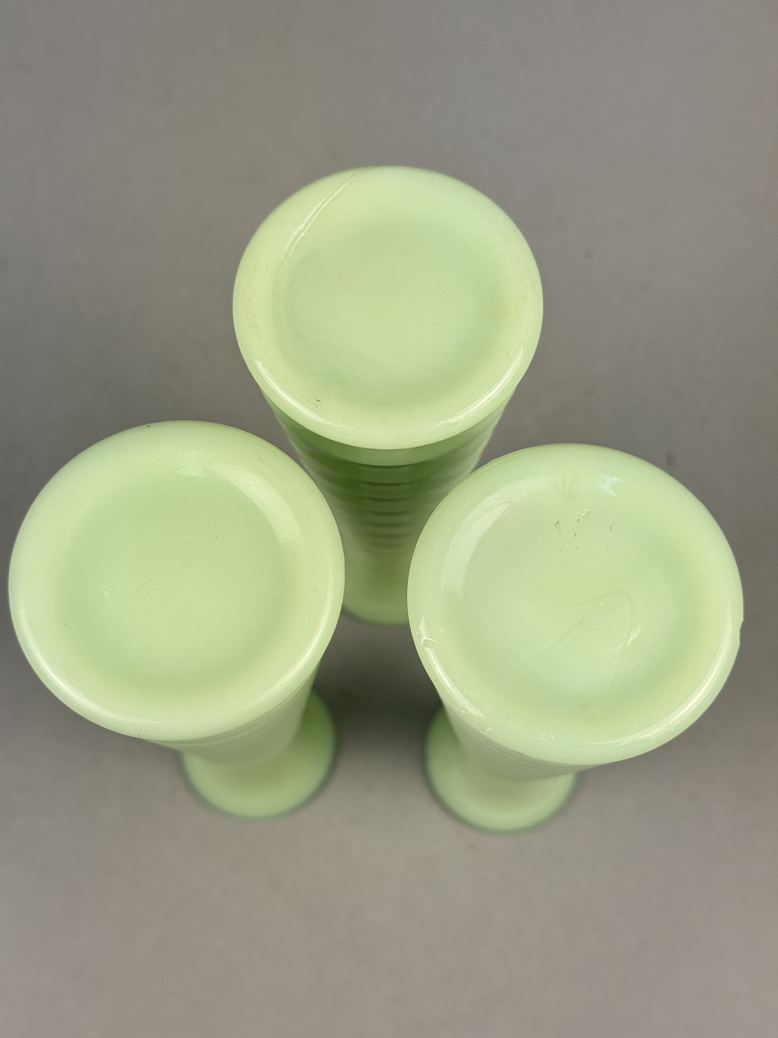 Jadeite Uranium Glass Beehive Bud Vases