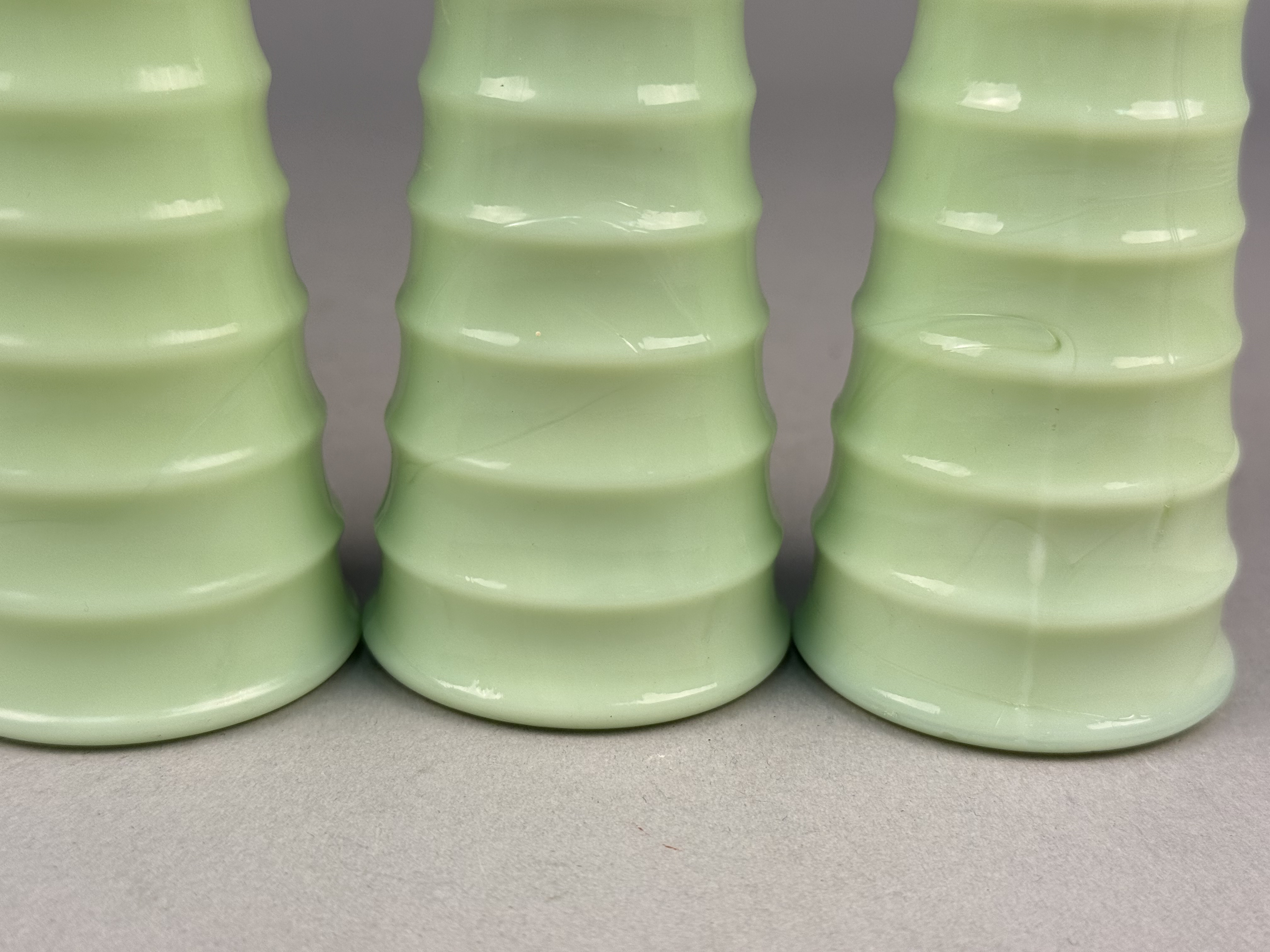 Jadeite Uranium Glass Beehive Bud Vases