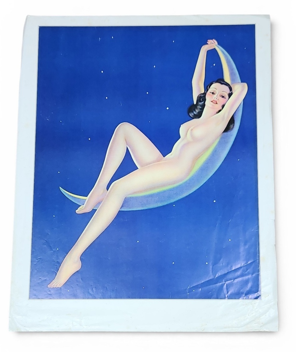 Pin-Up Nude On A Crescent Moon