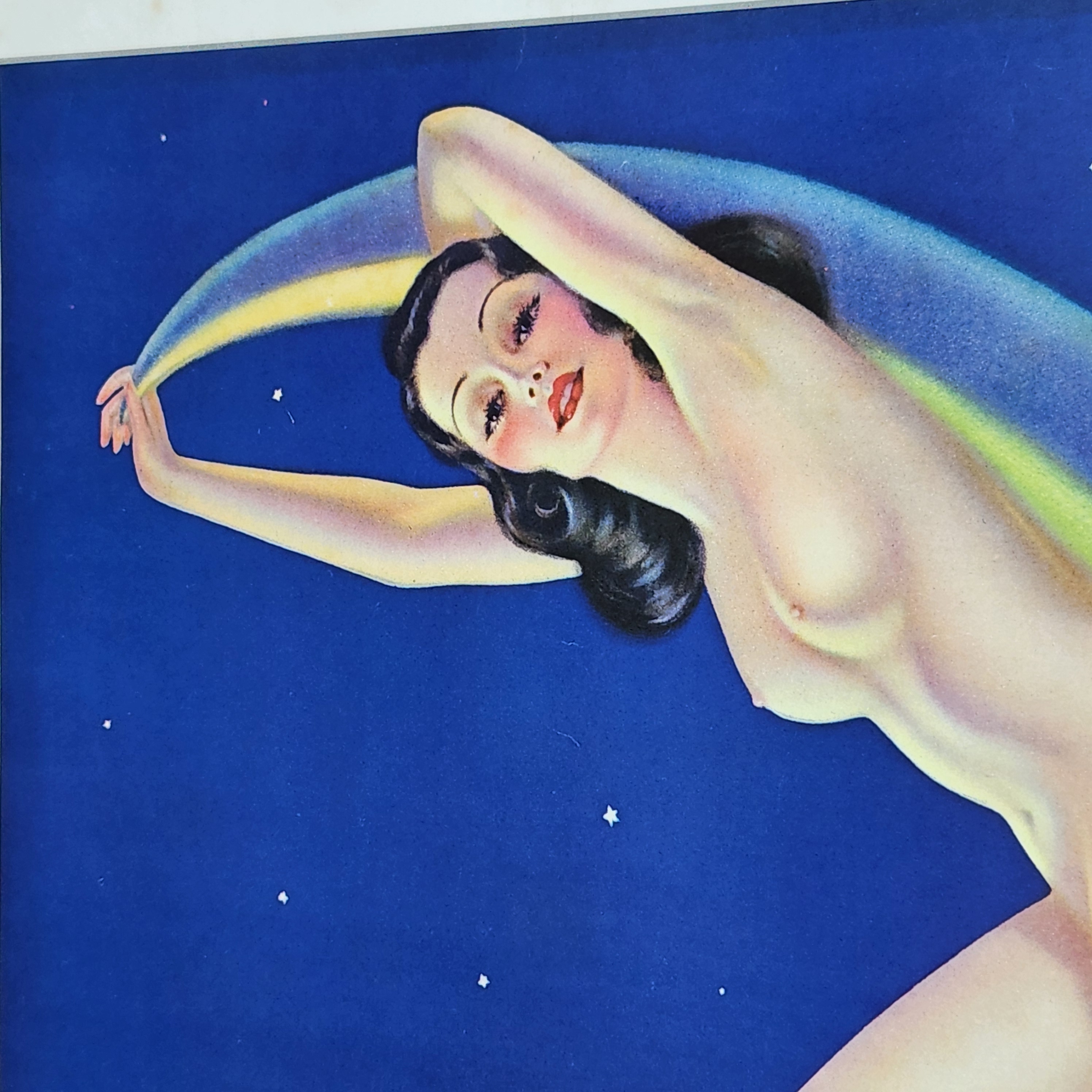 Pin-Up Nude On A Crescent Moon