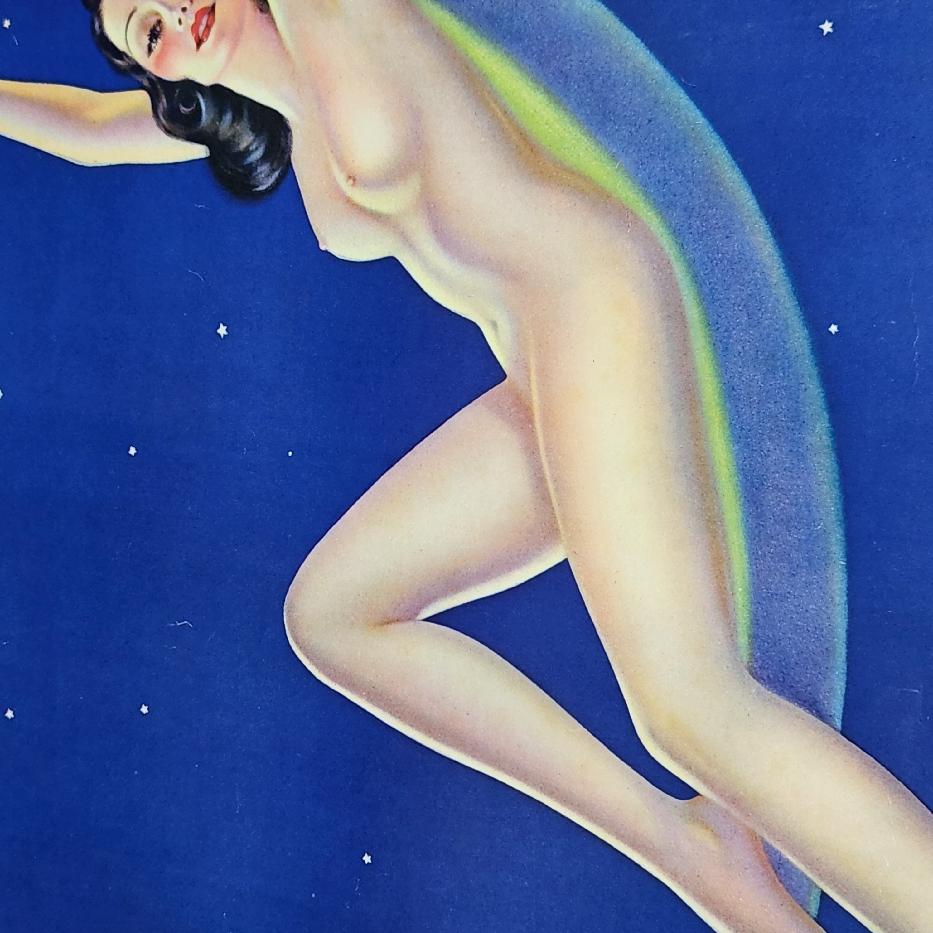 Pin-Up Nude On A Crescent Moon