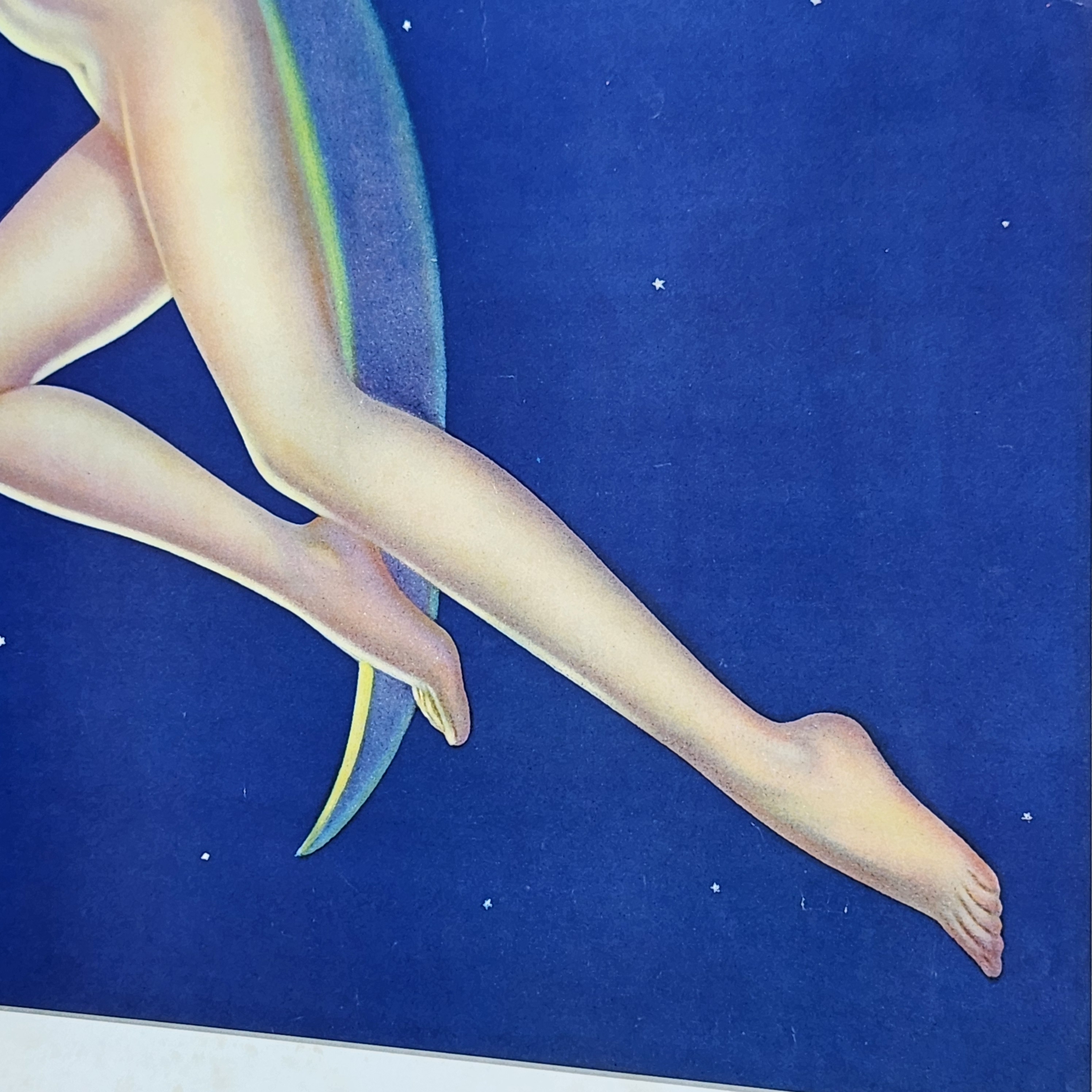 Pin-Up Nude On A Crescent Moon