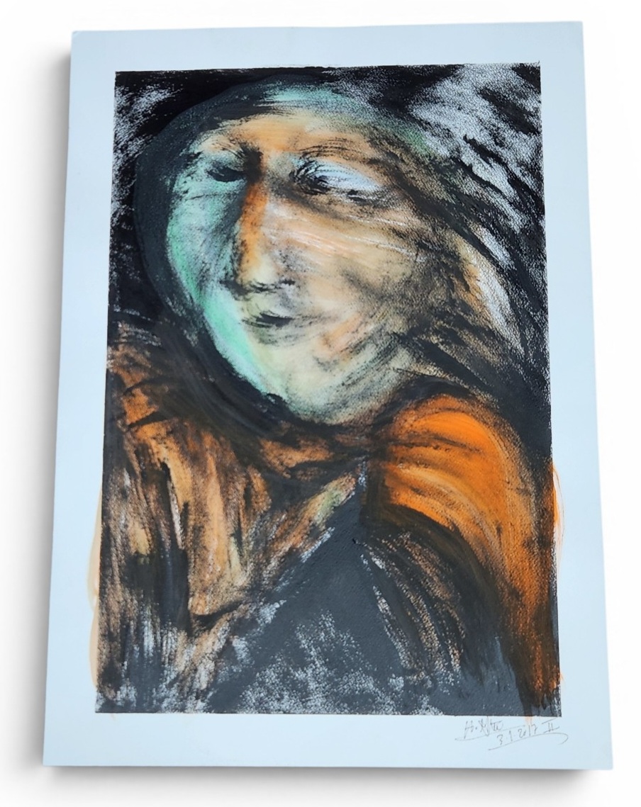 Original Expressionist Mixed Media Portrait