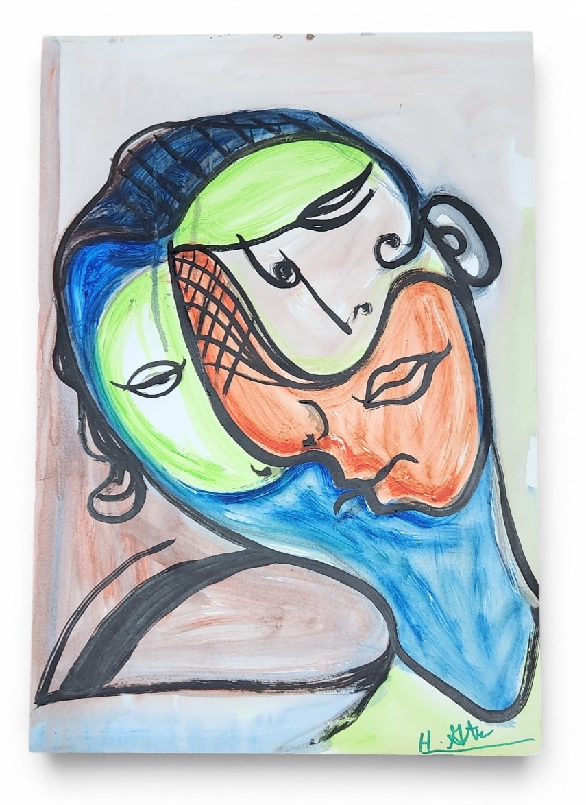 Modernist Stylized Faces Watercolor