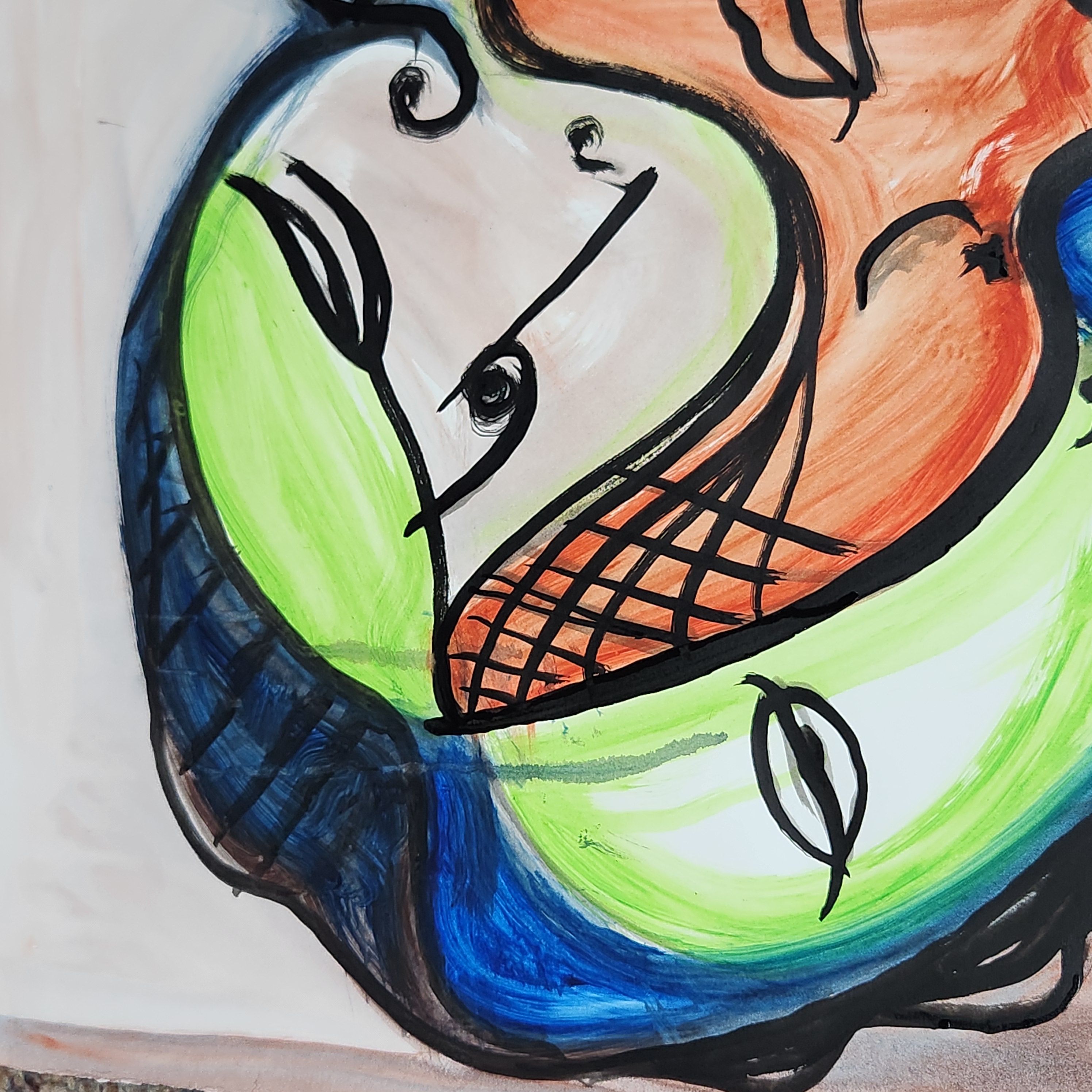 Modernist Stylized Faces Watercolor