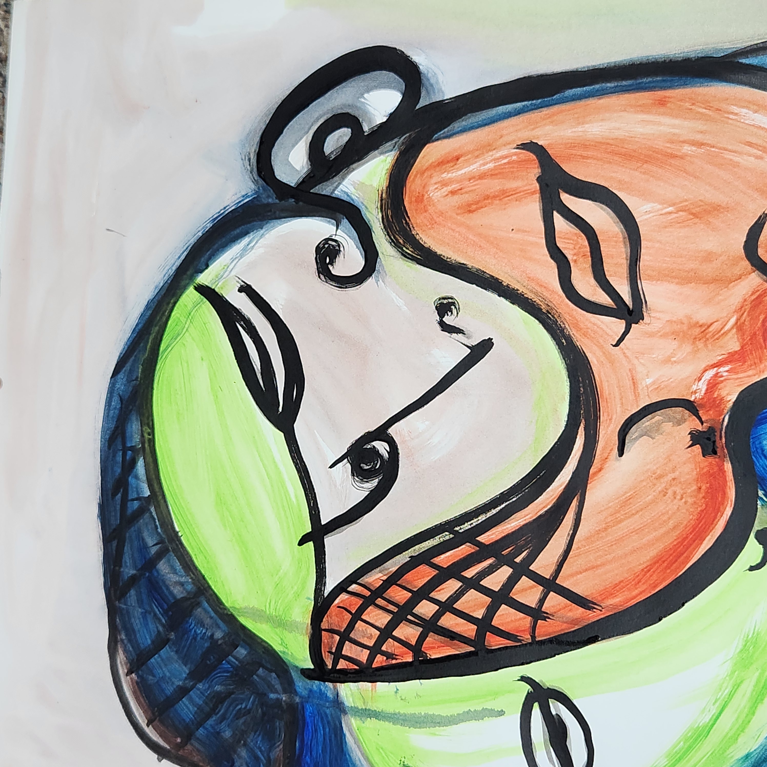 Modernist Stylized Faces Watercolor